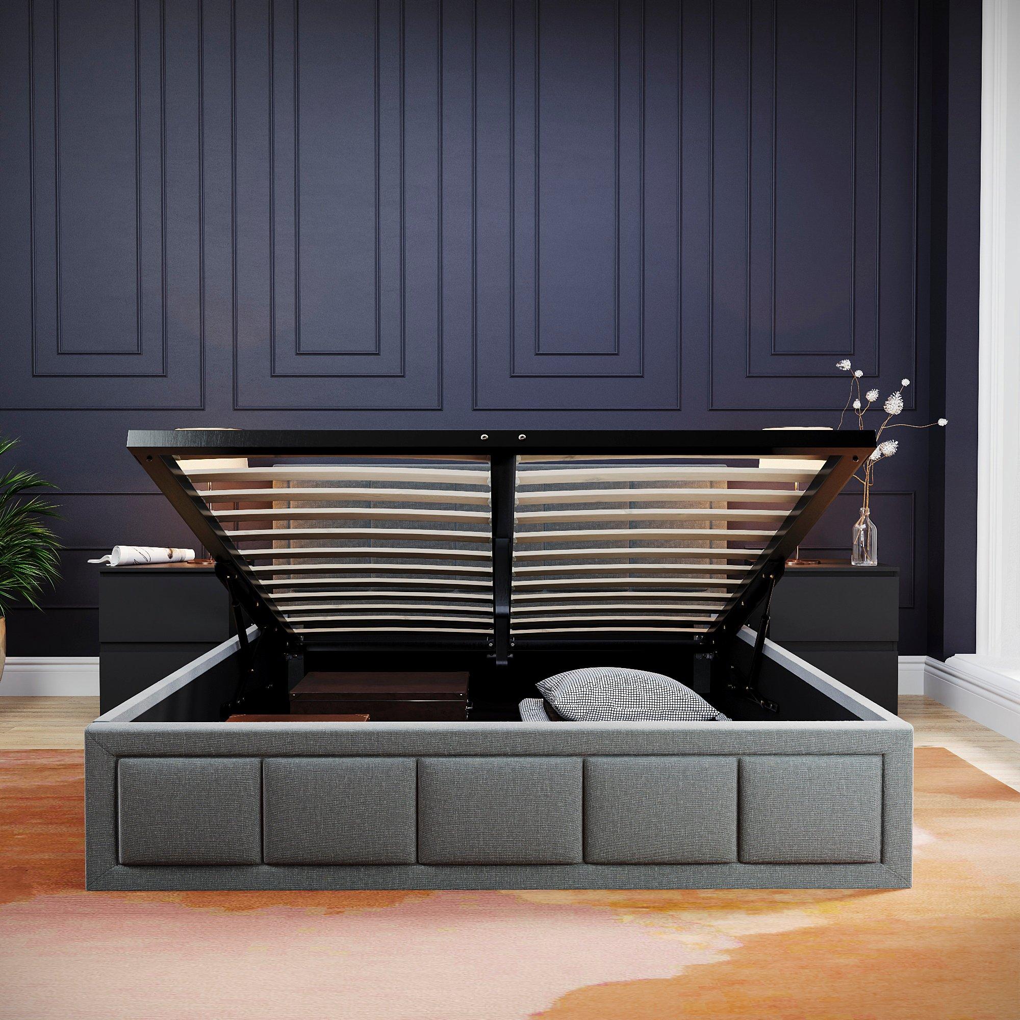 Light Grey - Lassic - Vanita King Size Ottoman Fabric Bed UKFR - 6