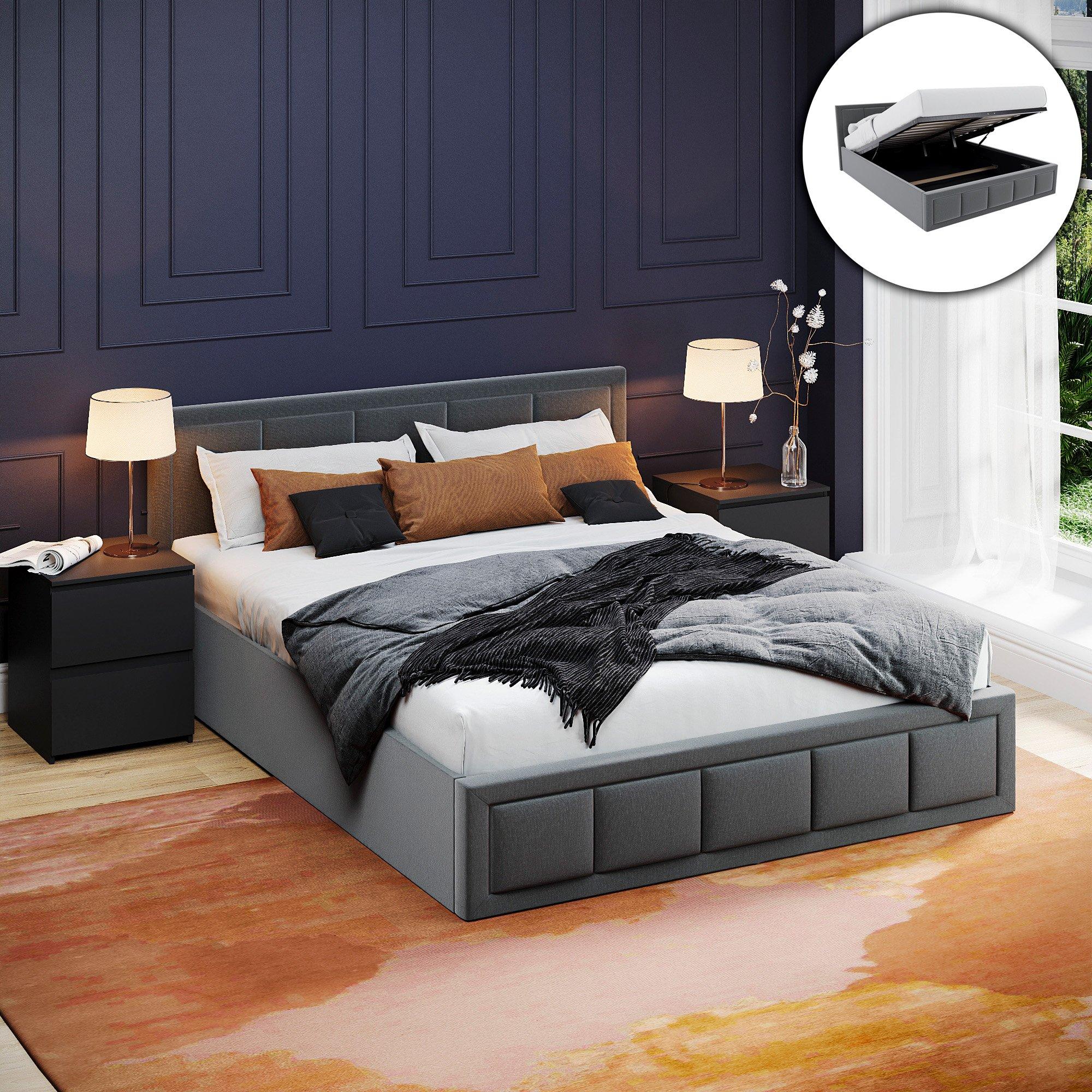 Lassic  Vanita King Size Ottoman Fabric Bed Ukfr - Dark Grey - King