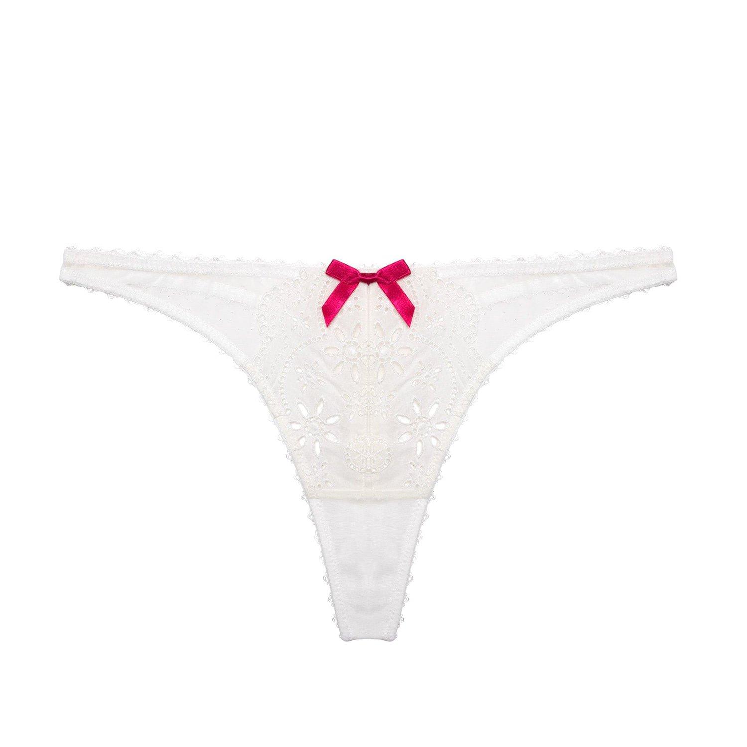 White - Playful Promises - Camille White Broderie Thong - 3