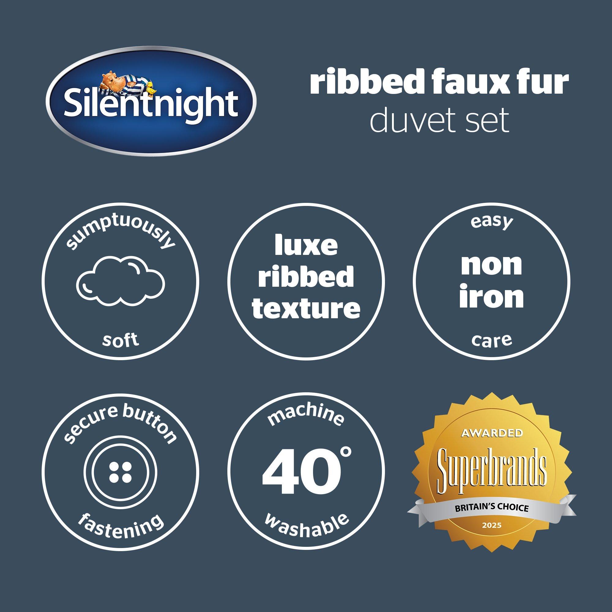 Black - Silentnight - Ribbed Faux Fur Duvet Set - 7