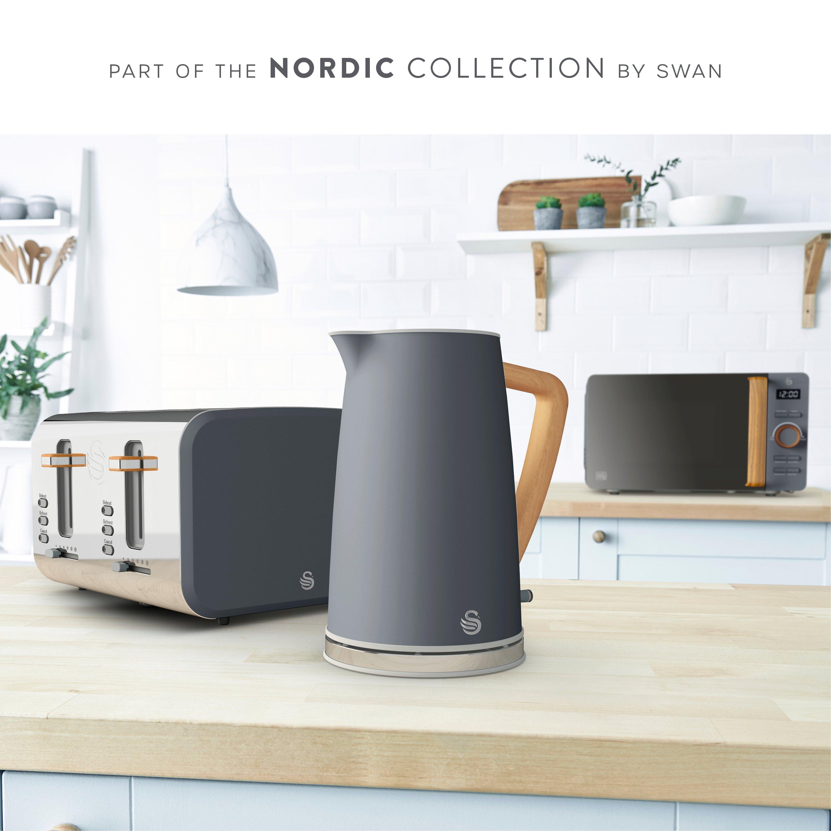 Grey - Swan - Nordic Manual Slow Cooker 3.5L 3 Settings Removable Pot Grey - 6