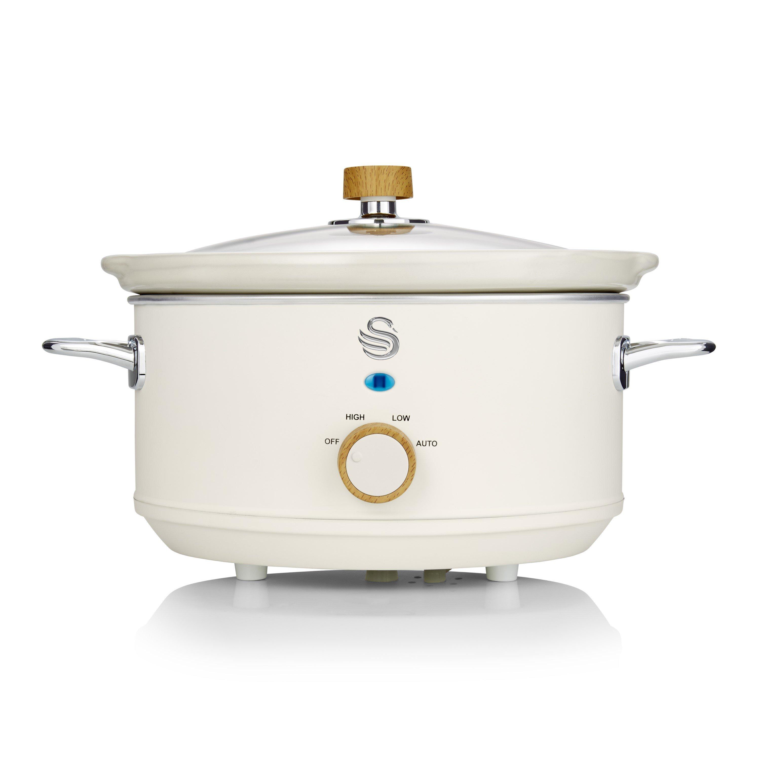 White - Swan - Nordic Manual Slow Cooker 3.5L Removable Pot White - 1