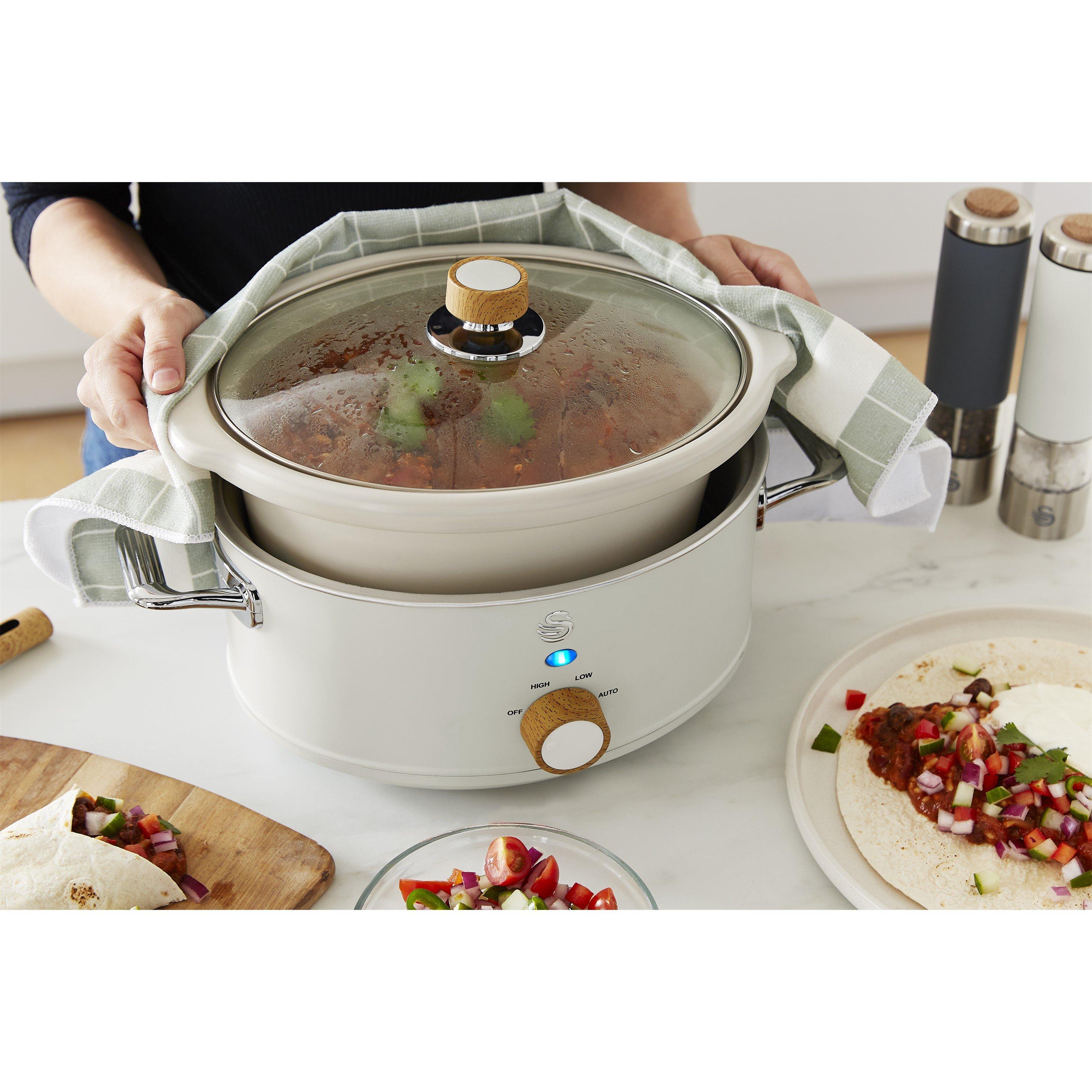 White - Swan - Nordic Manual Slow Cooker 3.5L Removable Pot White - 4