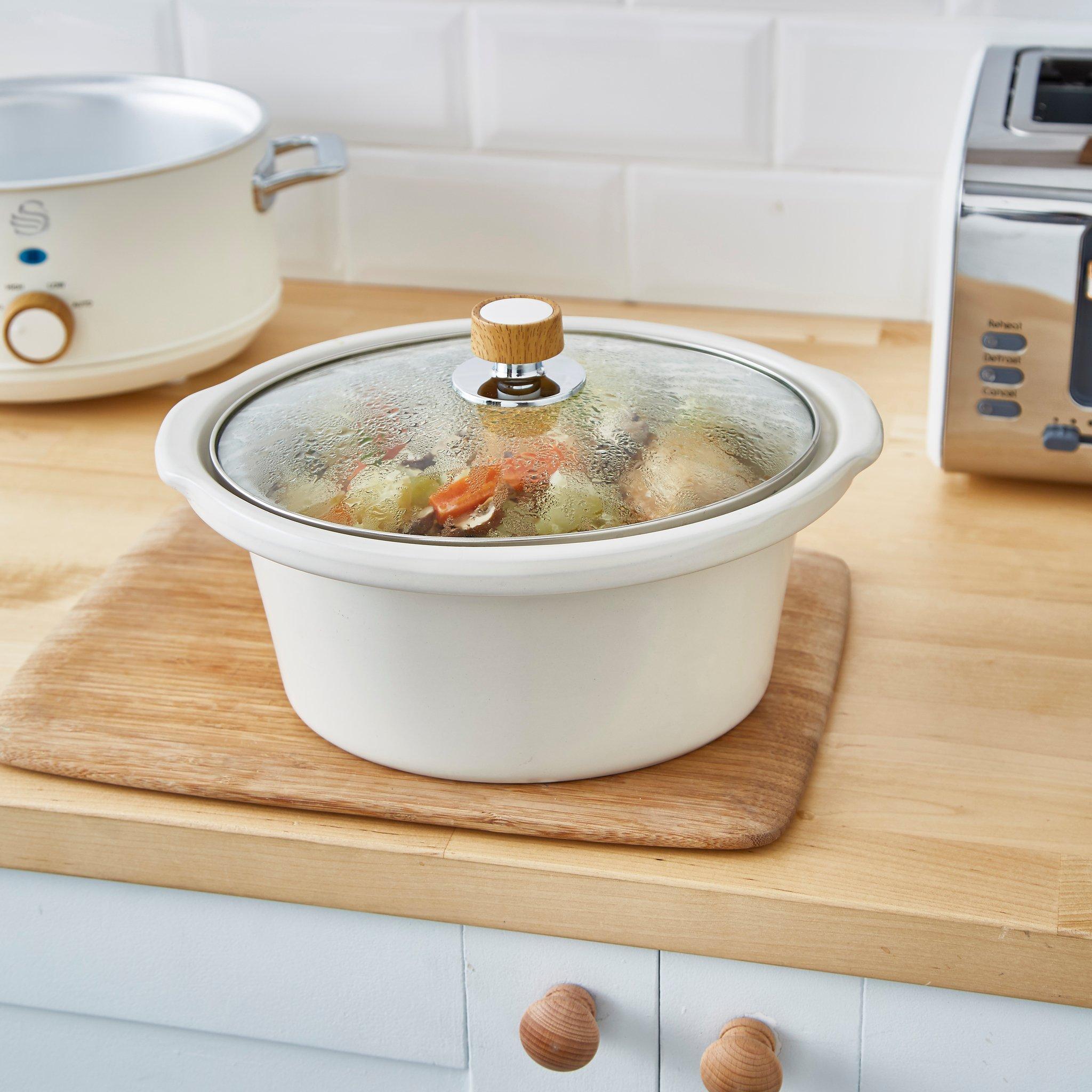 White - Swan - Nordic Manual Slow Cooker 3.5L Removable Pot White - 5