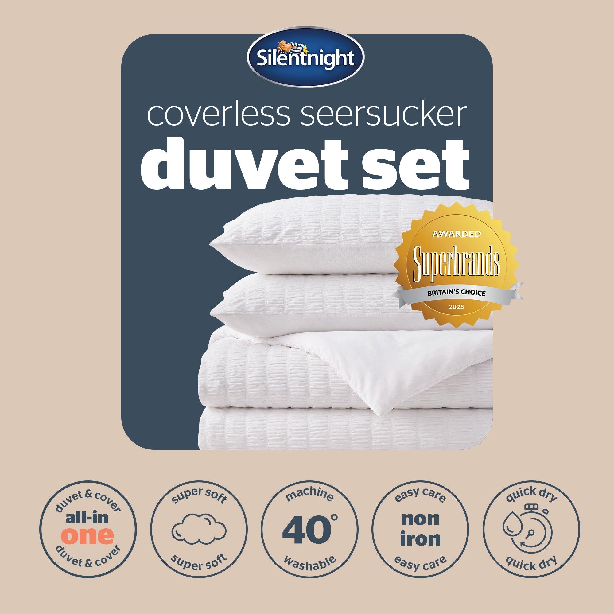 White - Silentnight - Coverless Duvet Seersucker 10.5 Tog - 9