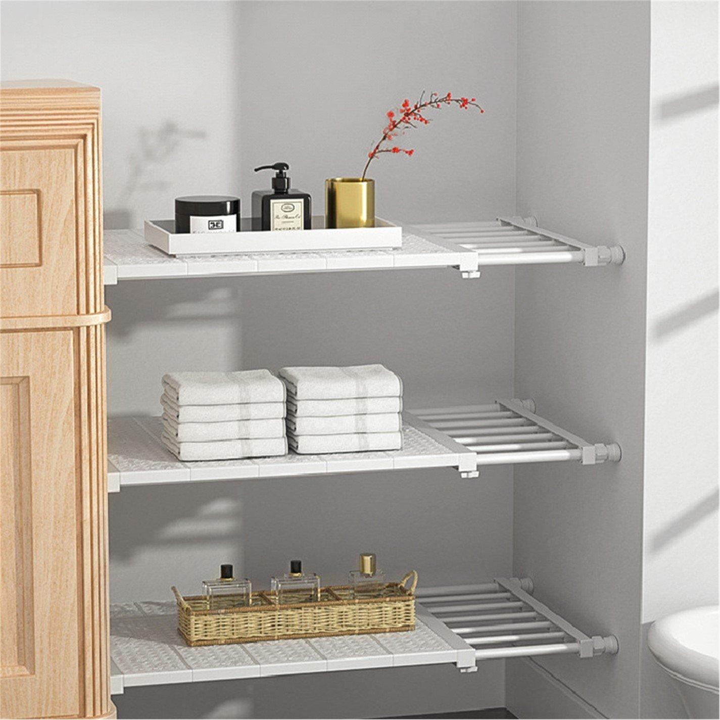 Life Ideas  50X25cm Expandable Closet Tension Shelf Rod - White - Large