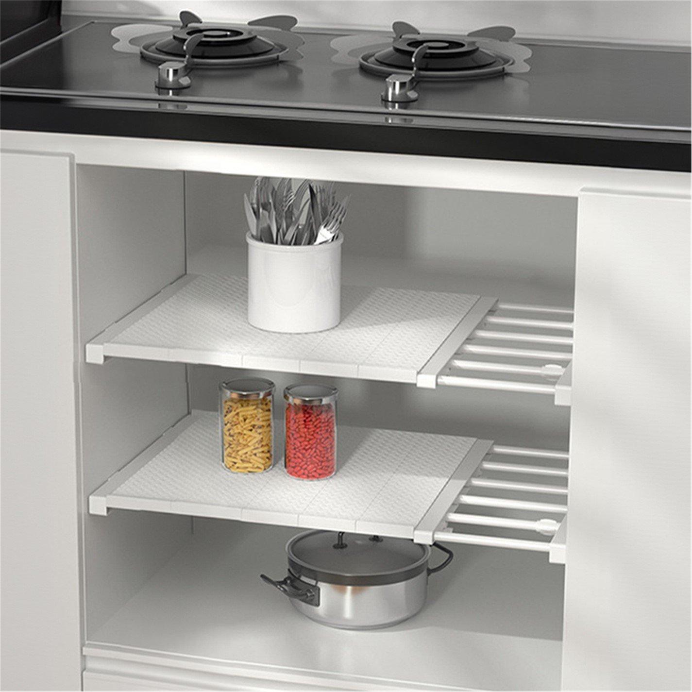 White - LIFE IDEAS - 50x25cm Expandable Closet Tension Shelf Rod - 2