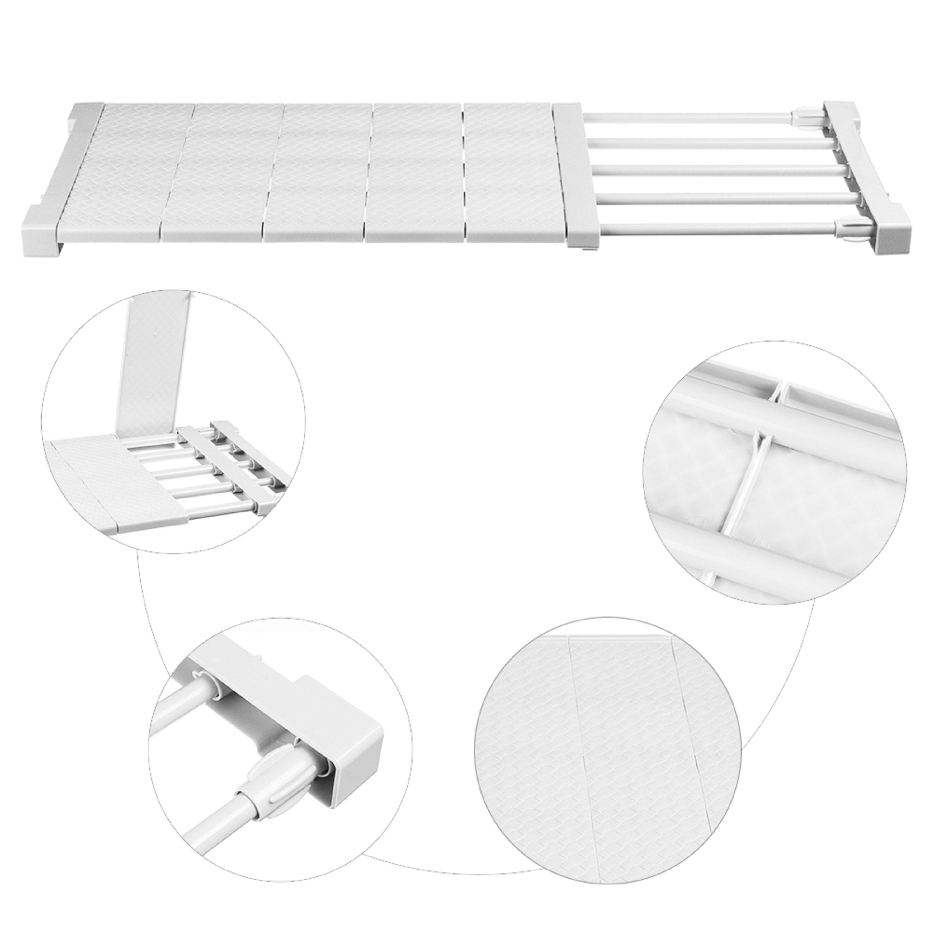 White - LIFE IDEAS - 50x25cm Expandable Closet Tension Shelf Rod - 7
