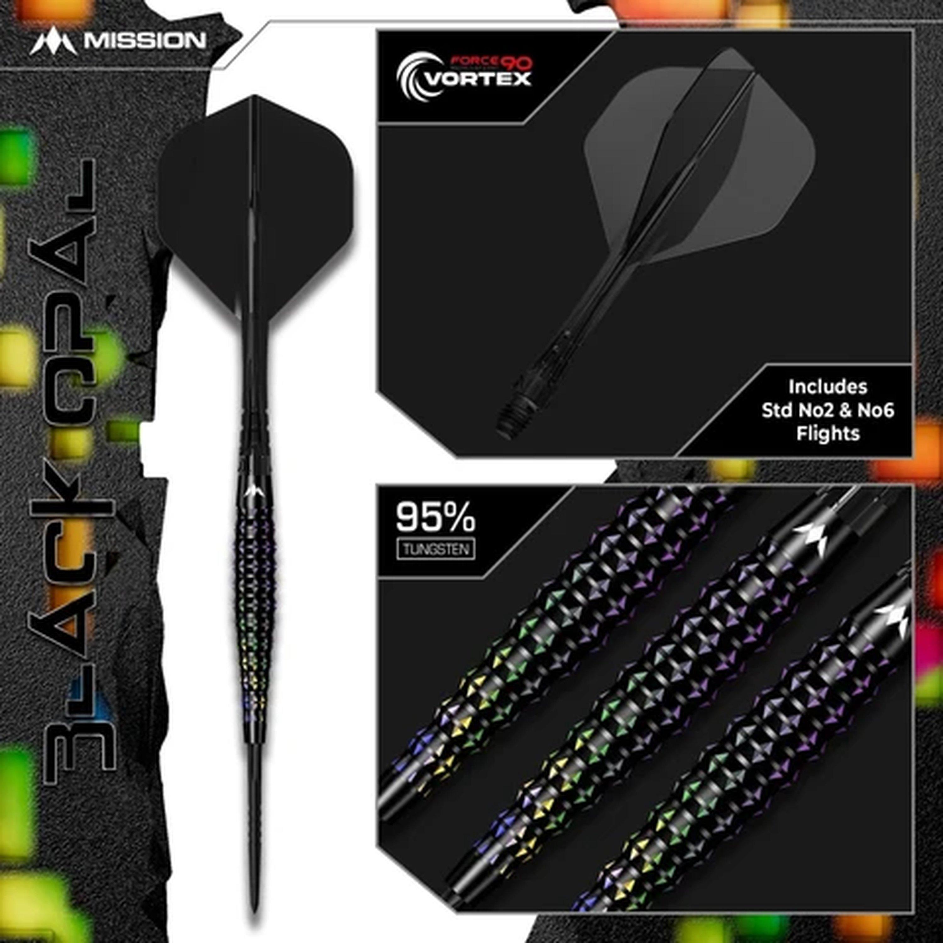 Black Opal - Mission Darts - Mission Black Opal Darts - Steel Tip -95% Tungsten - 7