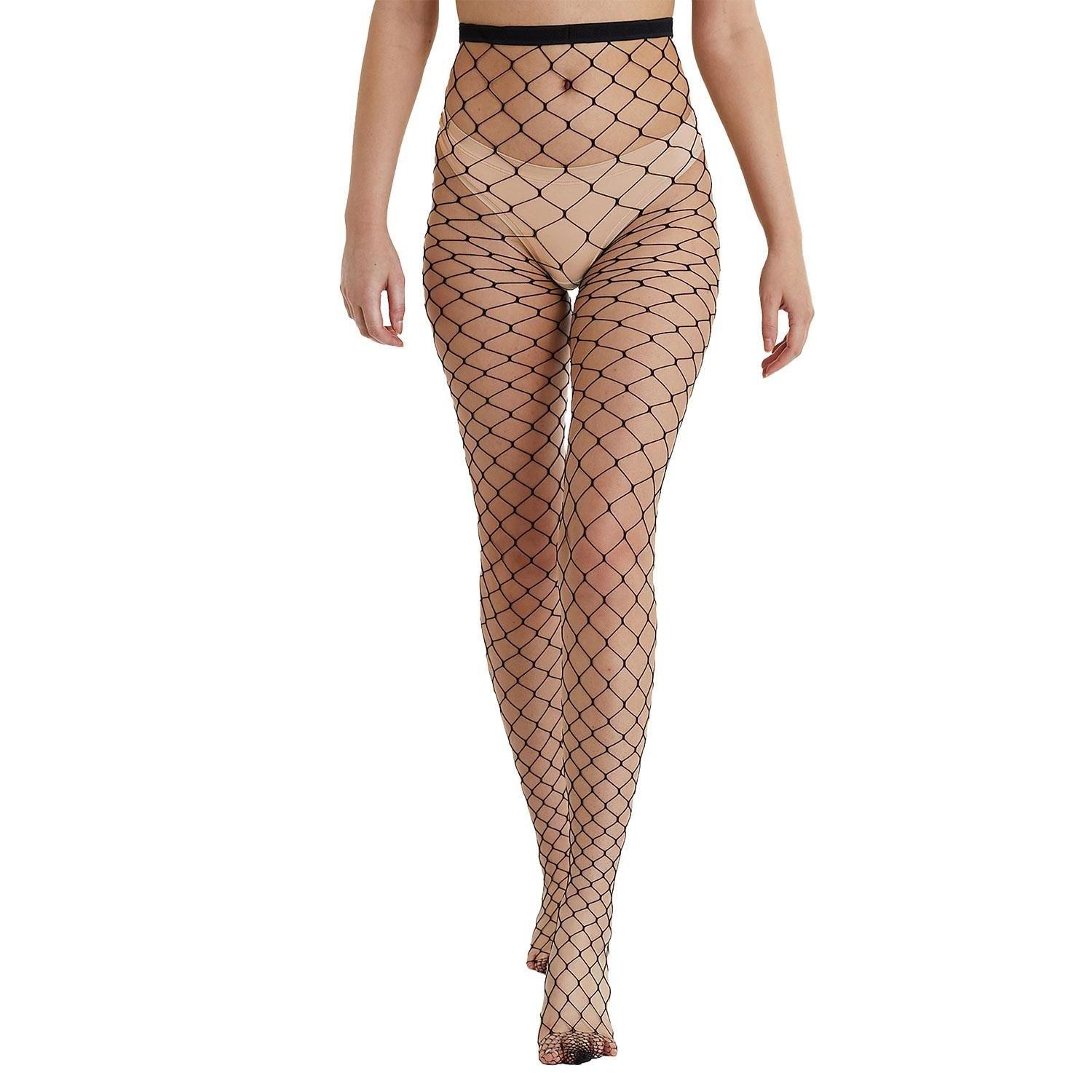 Playful Promises Bettie Page Fence Net Tights - Black