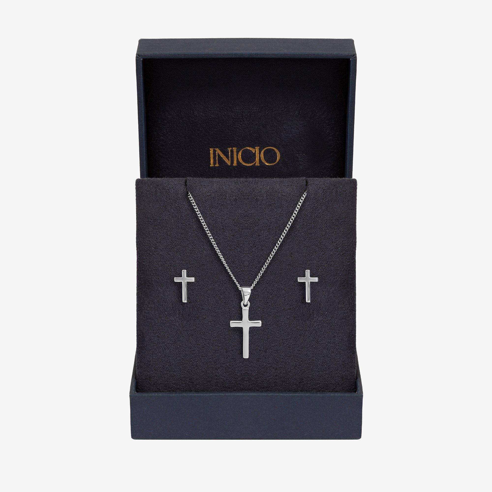 Silver - Inicio - Sterling Silver Plated Cross Set - Gift Box - 1
