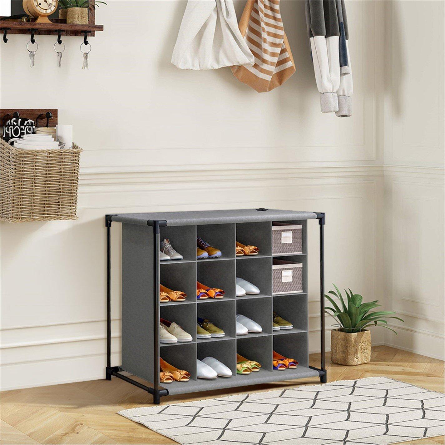 Grey - Kabinet UK - 4-Tier 16-Grid Rack Storage Organizer - 3