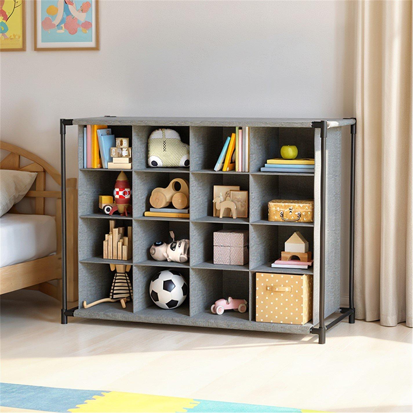 Grey - Kabinet UK - 4-Tier 16-Grid Rack Storage Organizer - 5