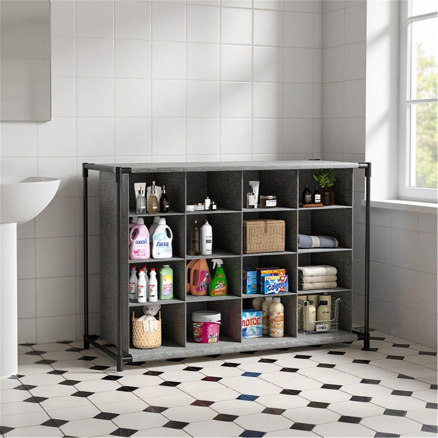 Grey - Kabinet UK - 4-Tier 16-Grid Rack Storage Organizer - 6