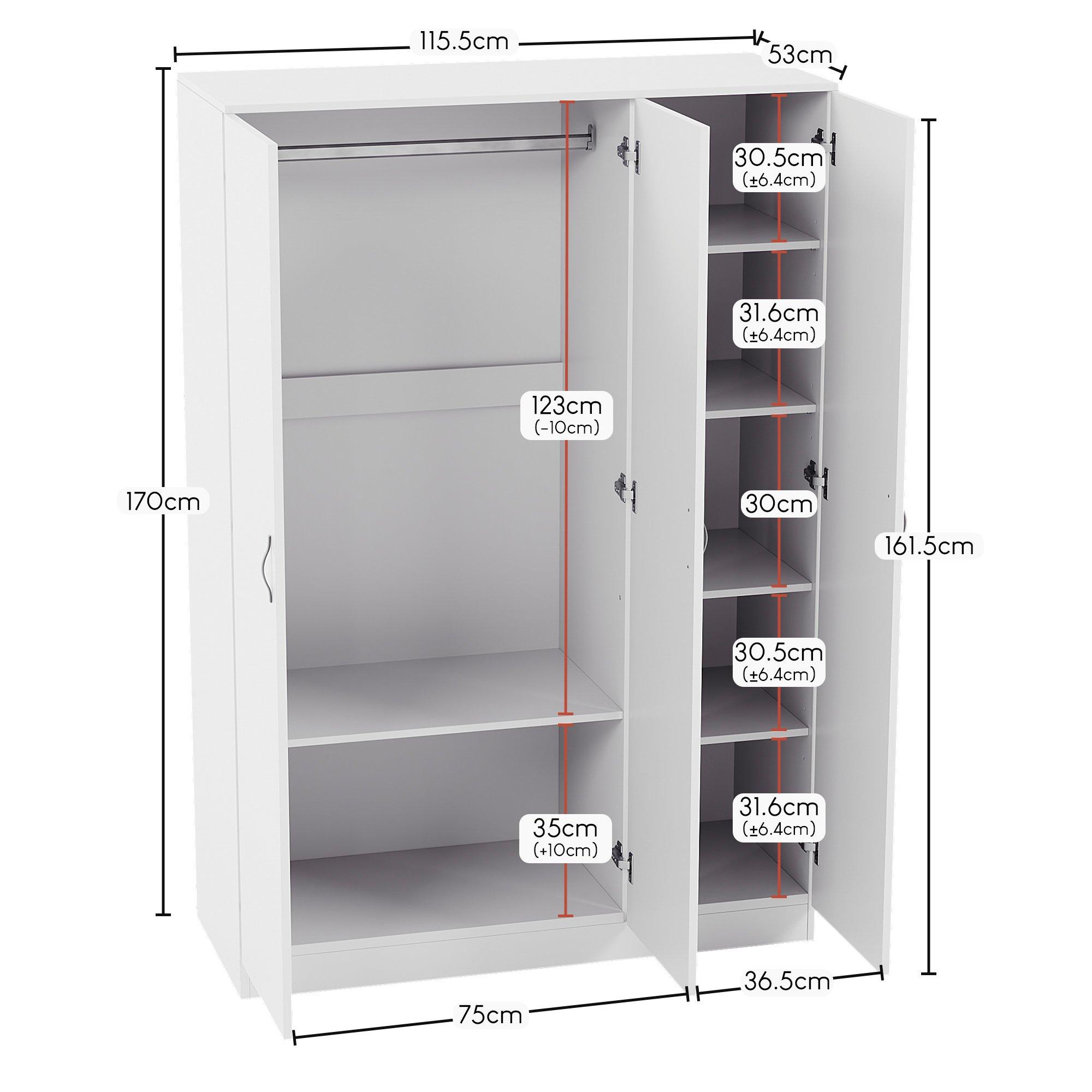 White - Lassic - Vida Designs Riano 3 Door Wardrobe - 2