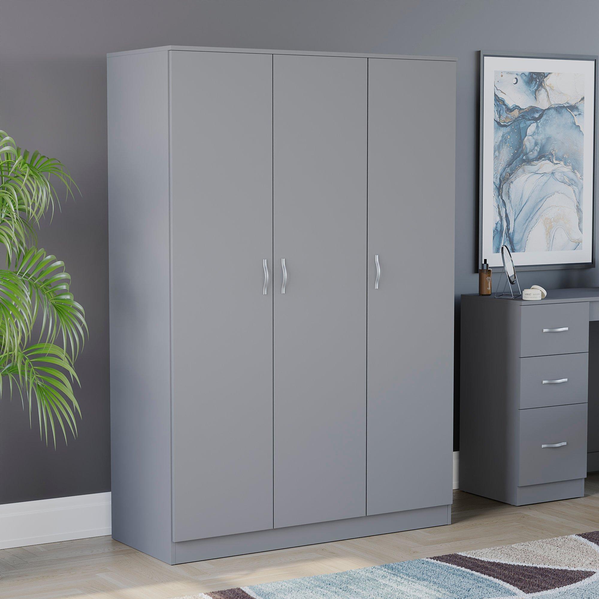 Lassic  Vida Designs Riano 3 Door Wardrobe - Grey - 3 Door