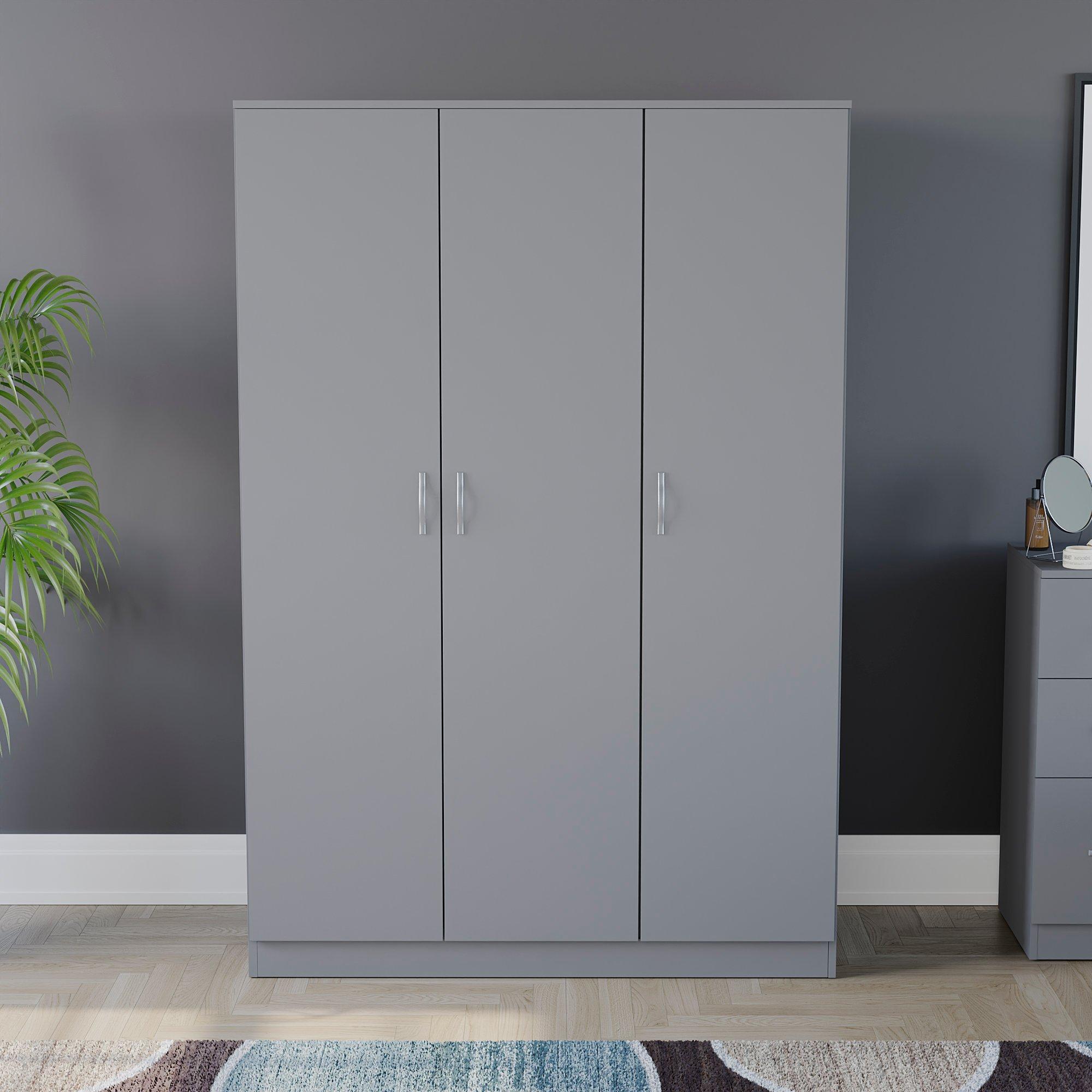 Grey - Lassic - Vida Designs Riano 3 Door Wardrobe - 3