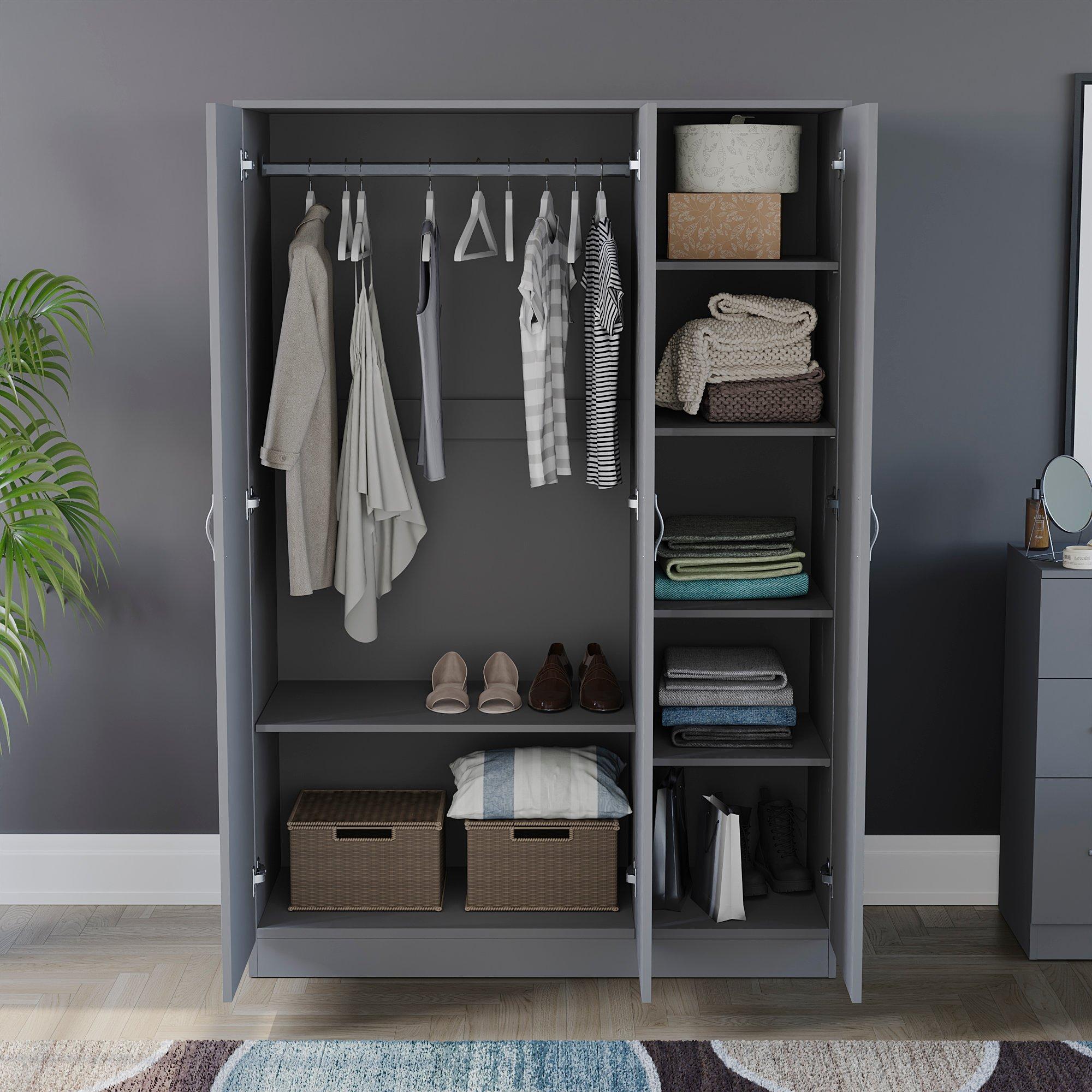 Grey - Lassic - Vida Designs Riano 3 Door Wardrobe - 4