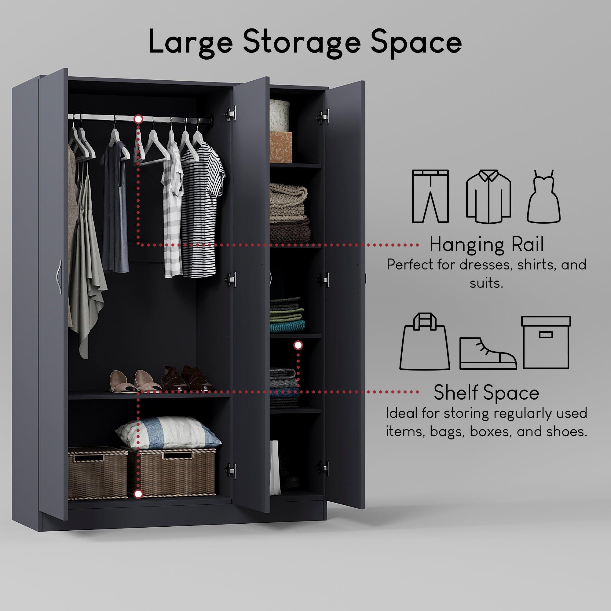 Grey - Lassic - Vida Designs Riano 3 Door Wardrobe - 5