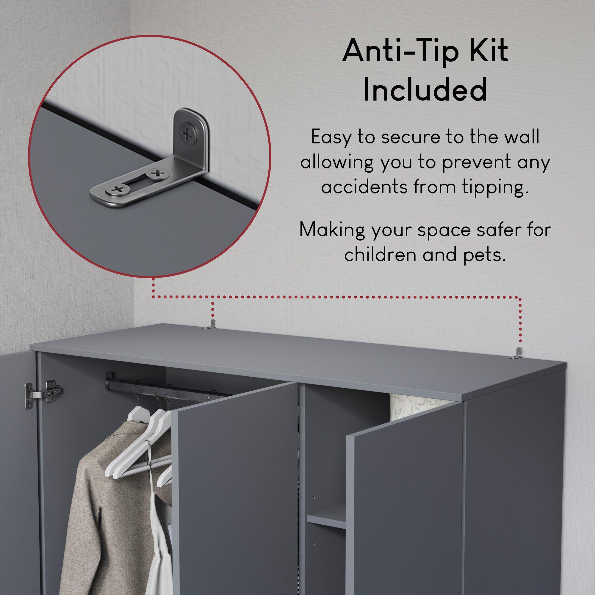 Grey - Lassic - Vida Designs Riano 3 Door Wardrobe - 6