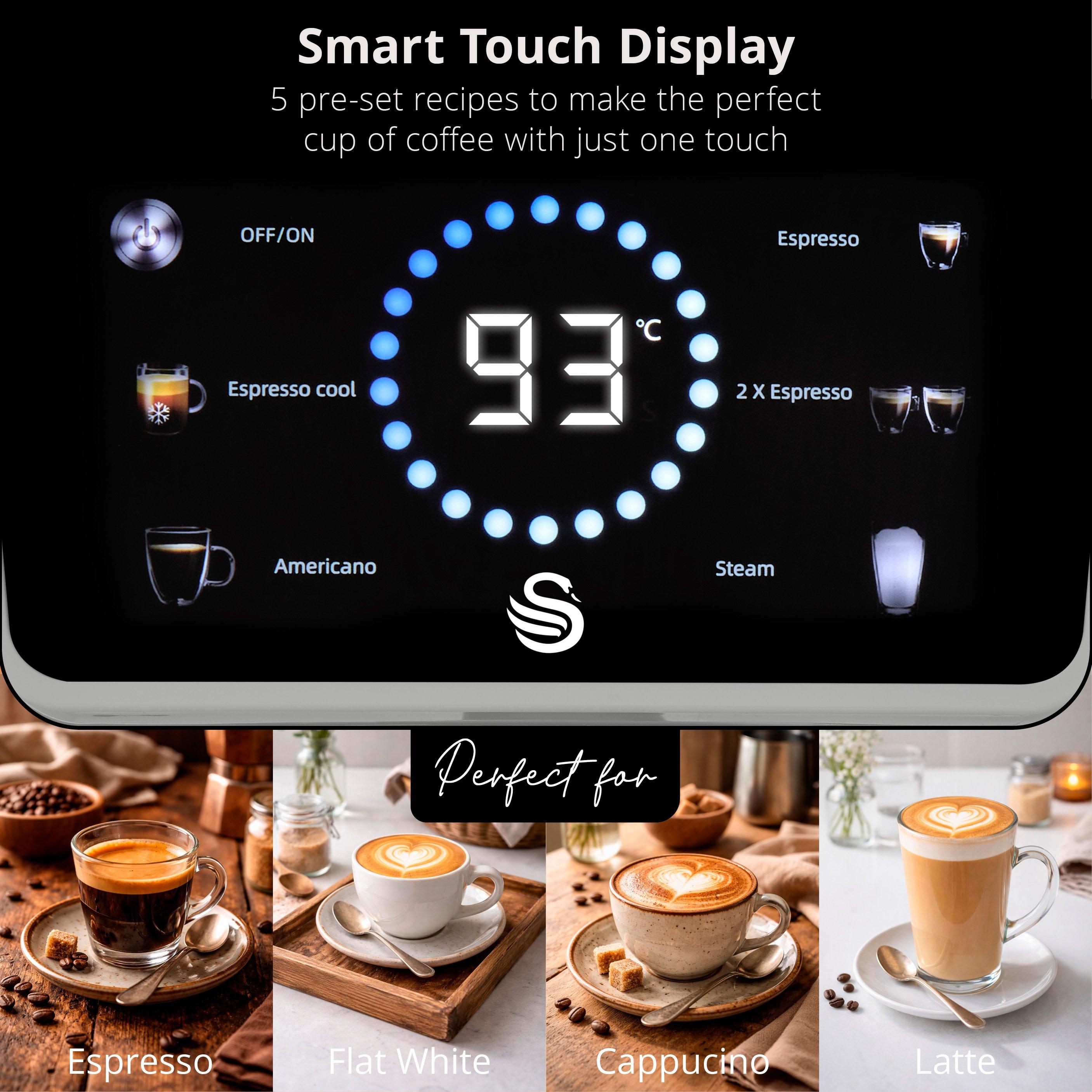 Grey - Swan - Retro Pump Espresso Digital Coffee Machine Grey - 3