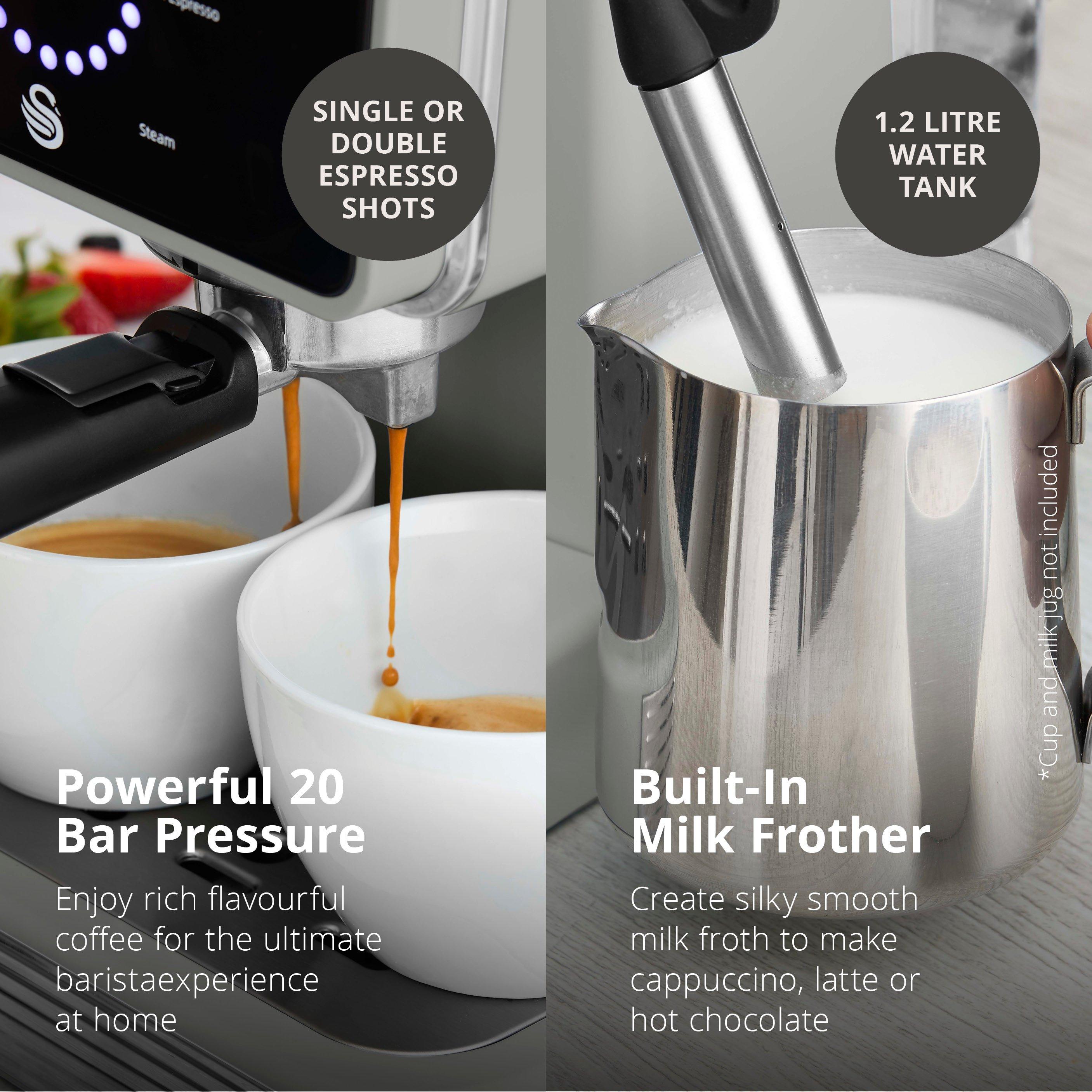 Grey - Swan - Retro Pump Espresso Digital Coffee Machine Grey - 4