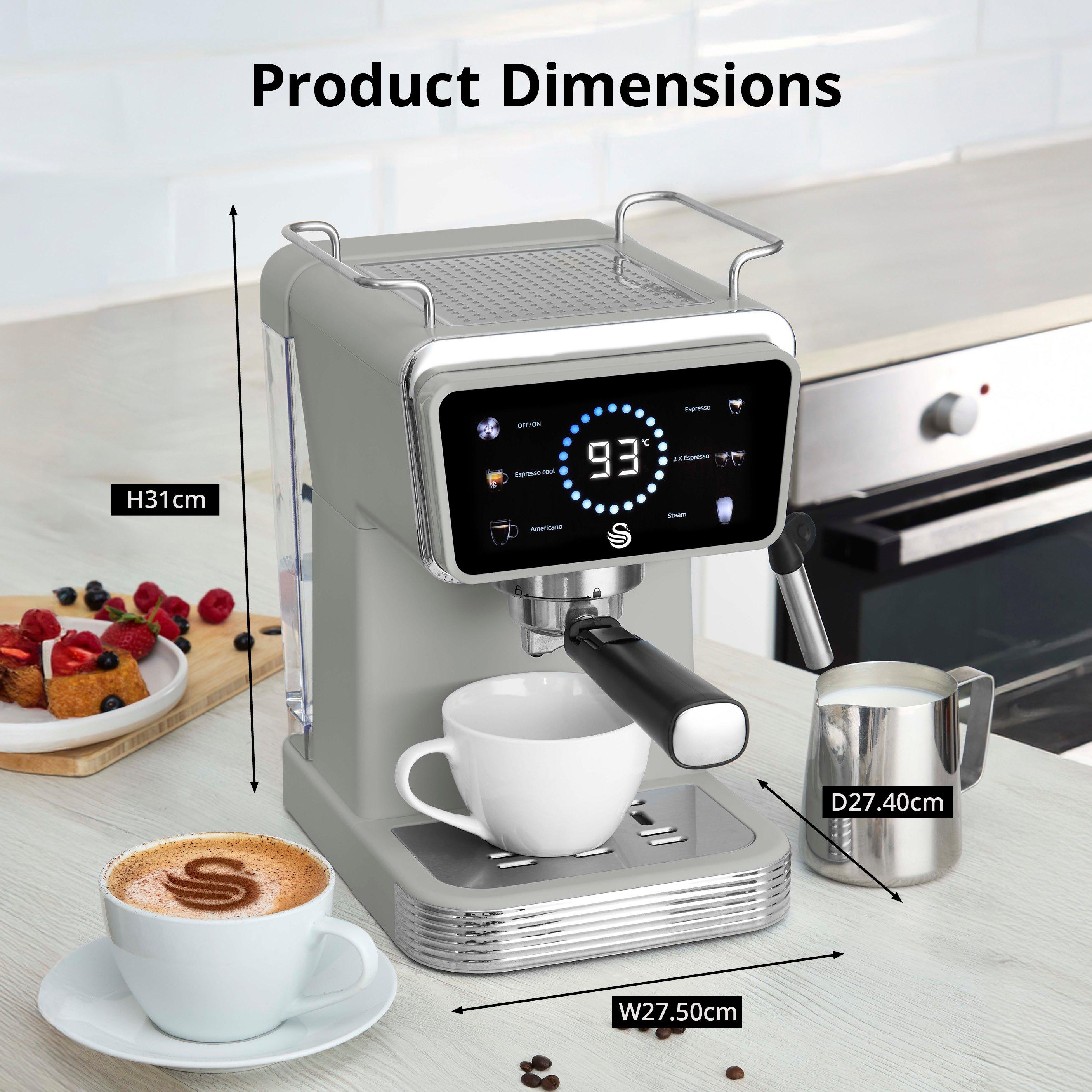 Grey - Swan - Retro Pump Espresso Digital Coffee Machine Grey - 5