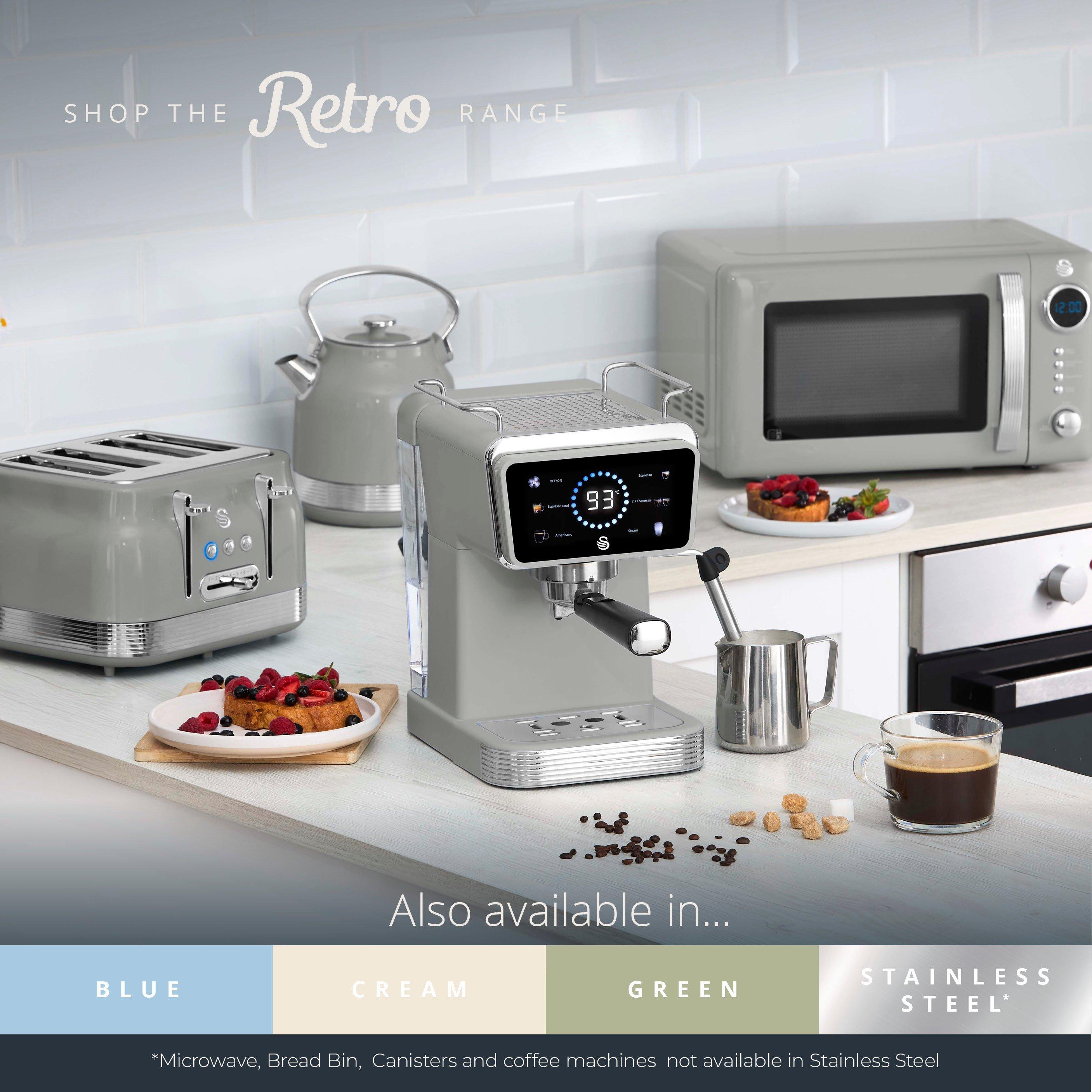 Grey - Swan - Retro Pump Espresso Digital Coffee Machine Grey - 7