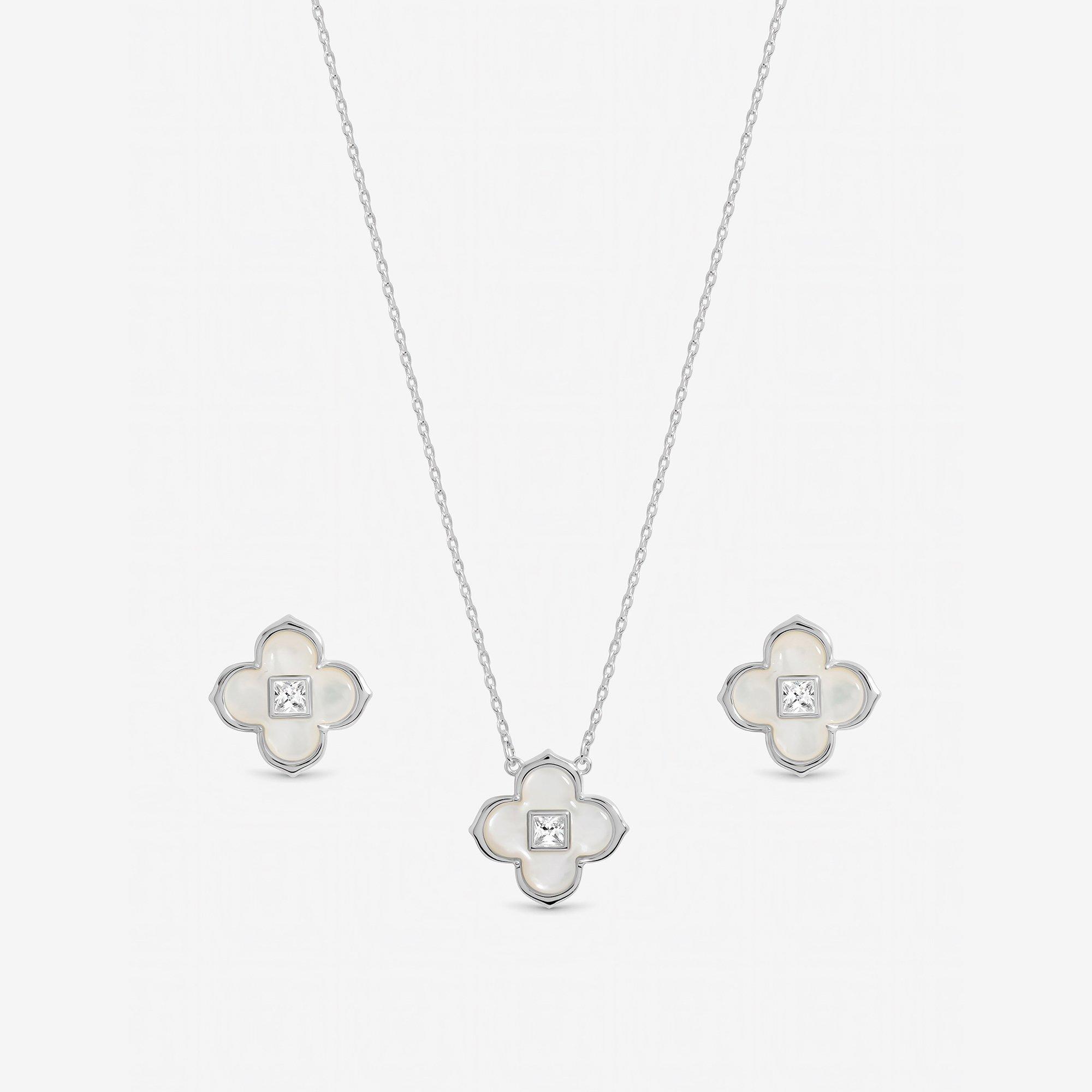 Silver - Inicio - Mother of Pearl Clover Set - Gift Box - 2