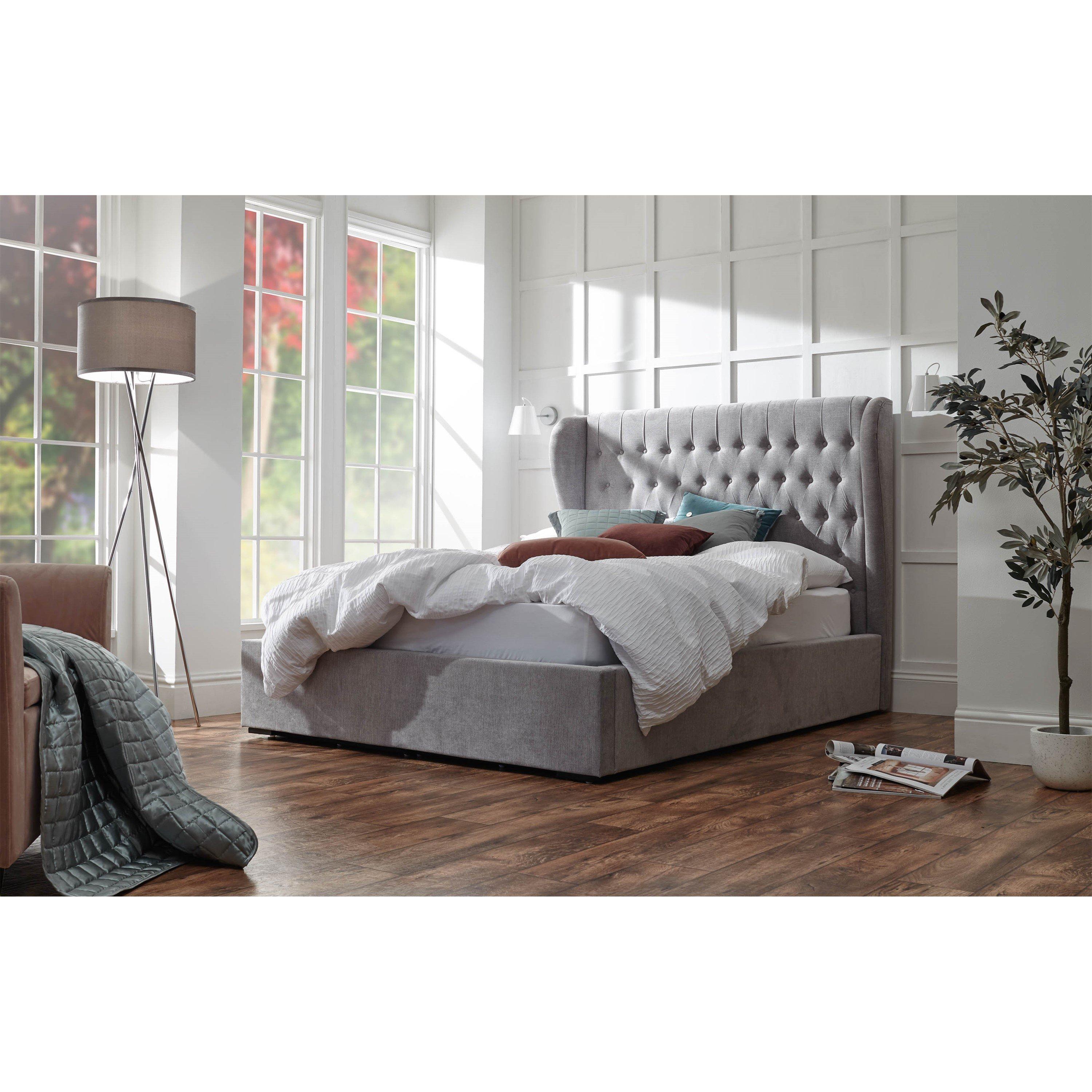 Gfw  Dakota Ottoman Bed With Bonnell Mattress - Platinum - Double