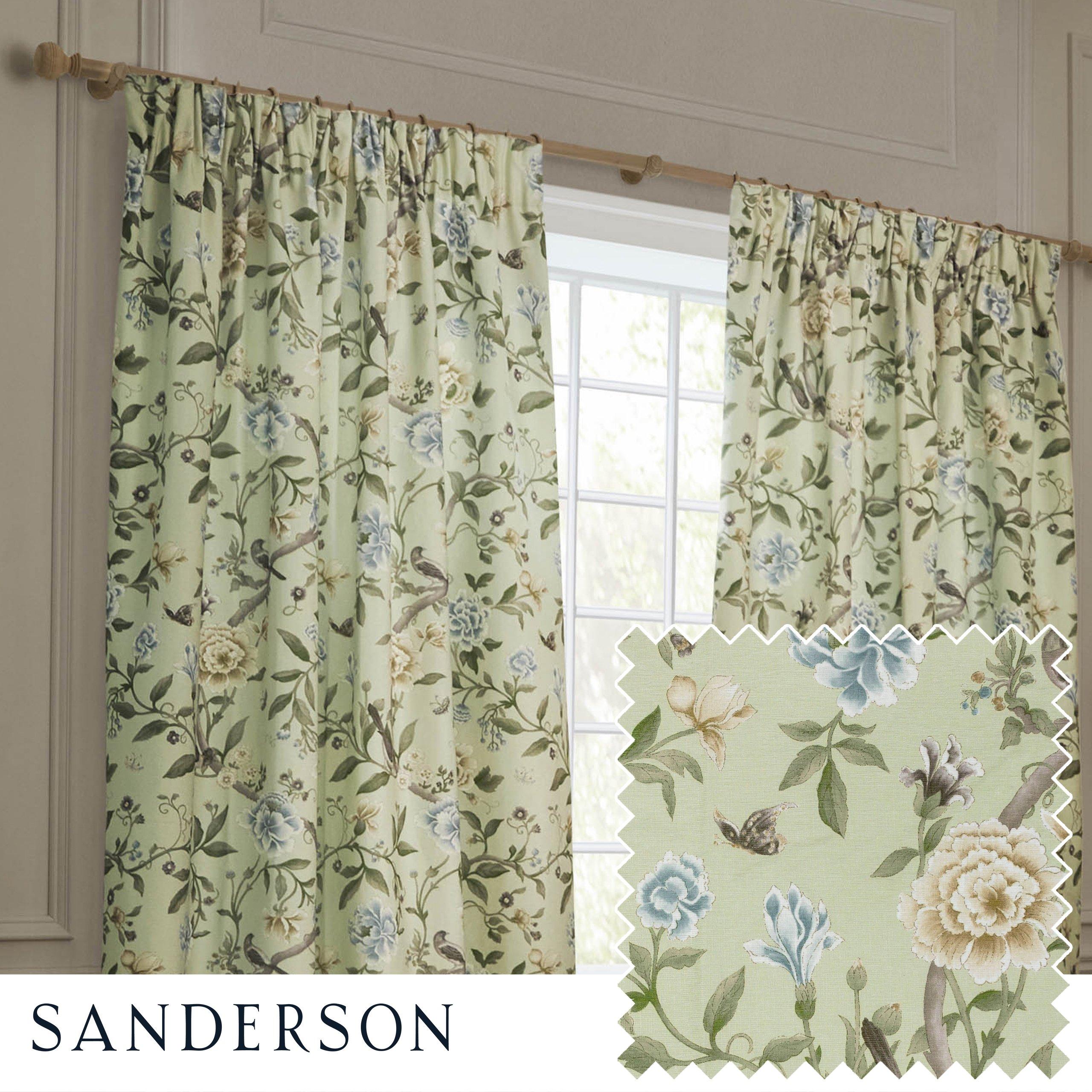 Porcelain Garden Fully Lined Chenille Pencil Pleat