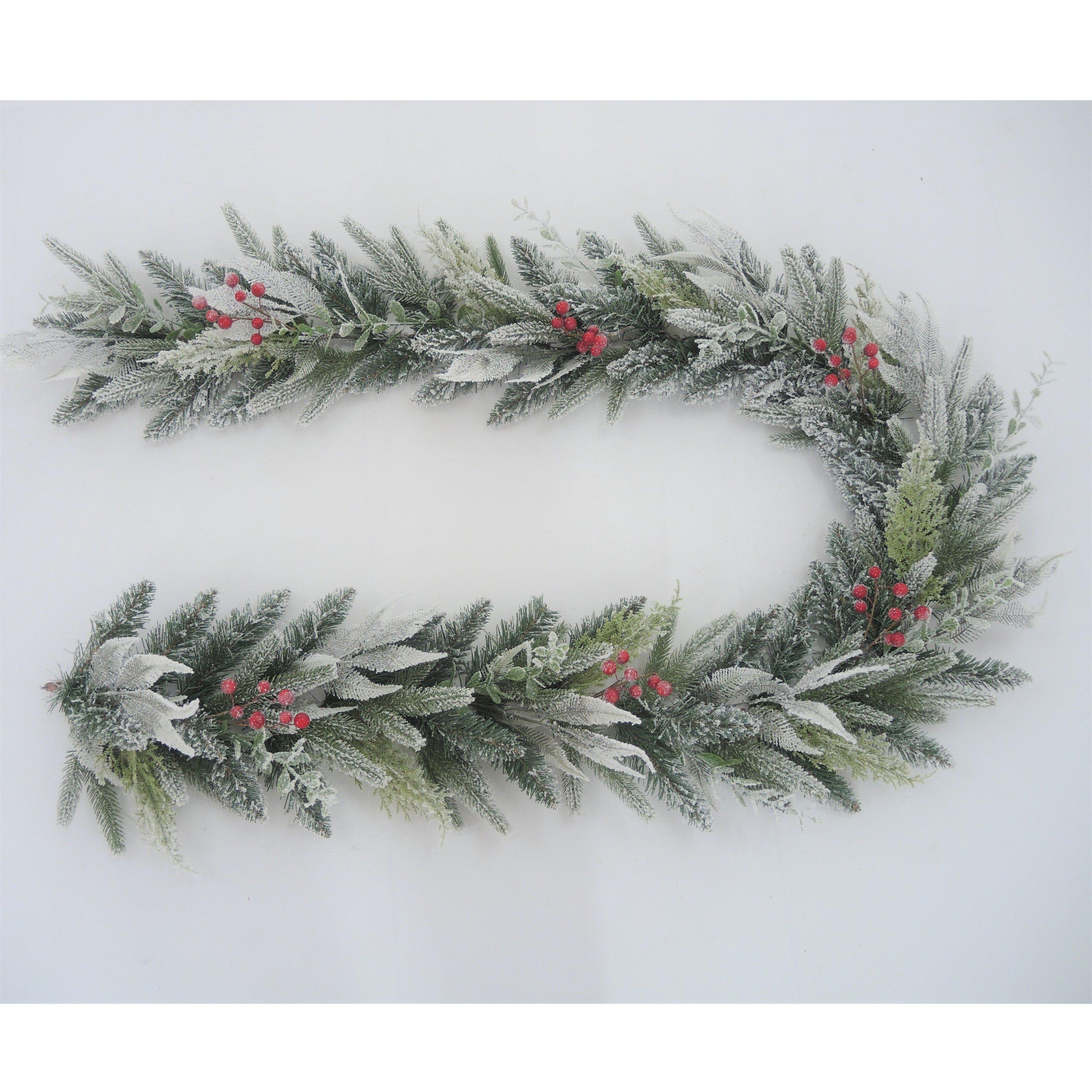 Green - Snowtime - 210cm Diara Decorated Snow Garland