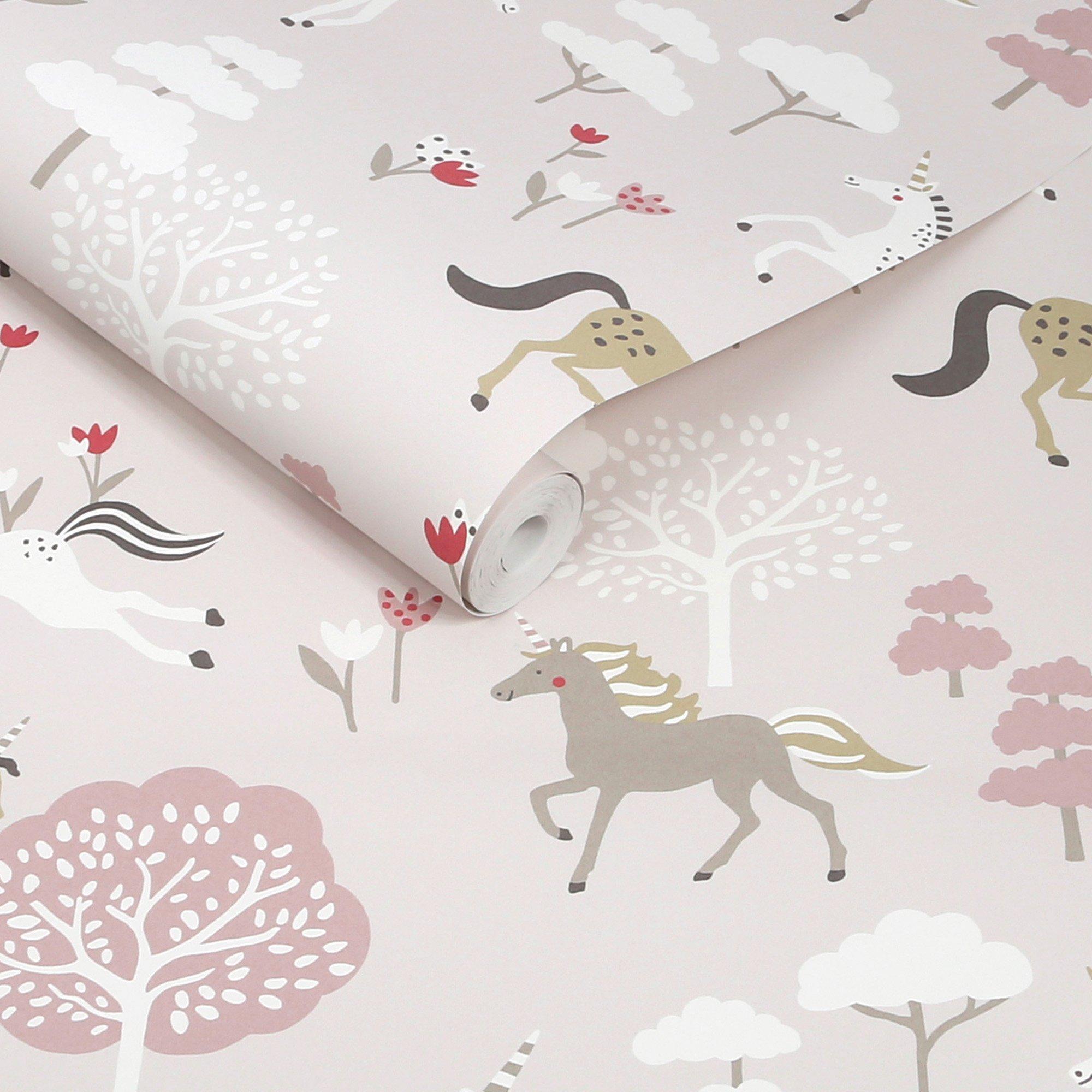 Chalk Blush - Sophie Allport - Forest Ponies Wallpaper - 3