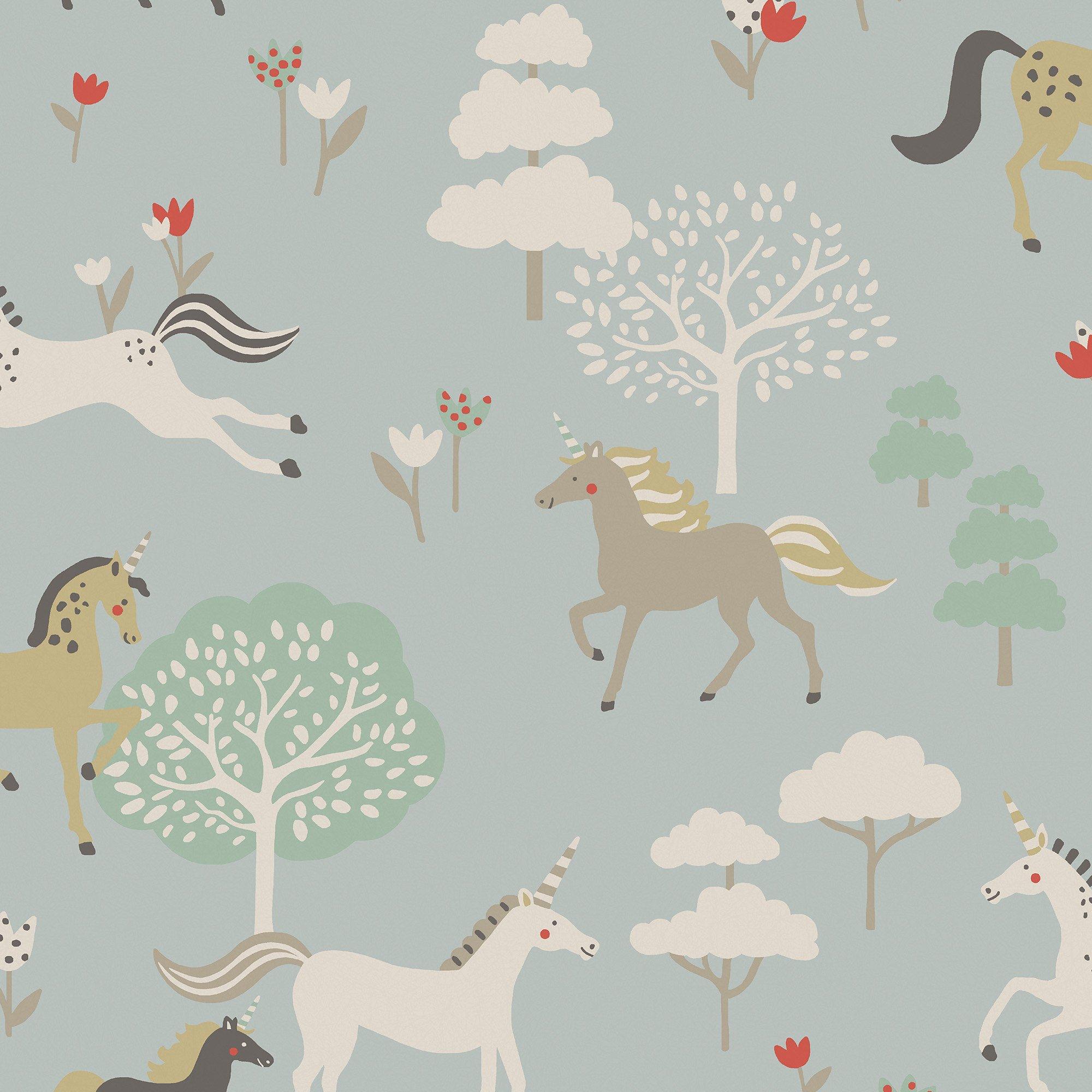 Sophie Allport  Forest Ponies Wallpaper - Witham Blue