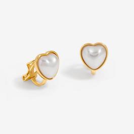 Jon Richard Gold Plated And Pearl Heart Clip Earrings