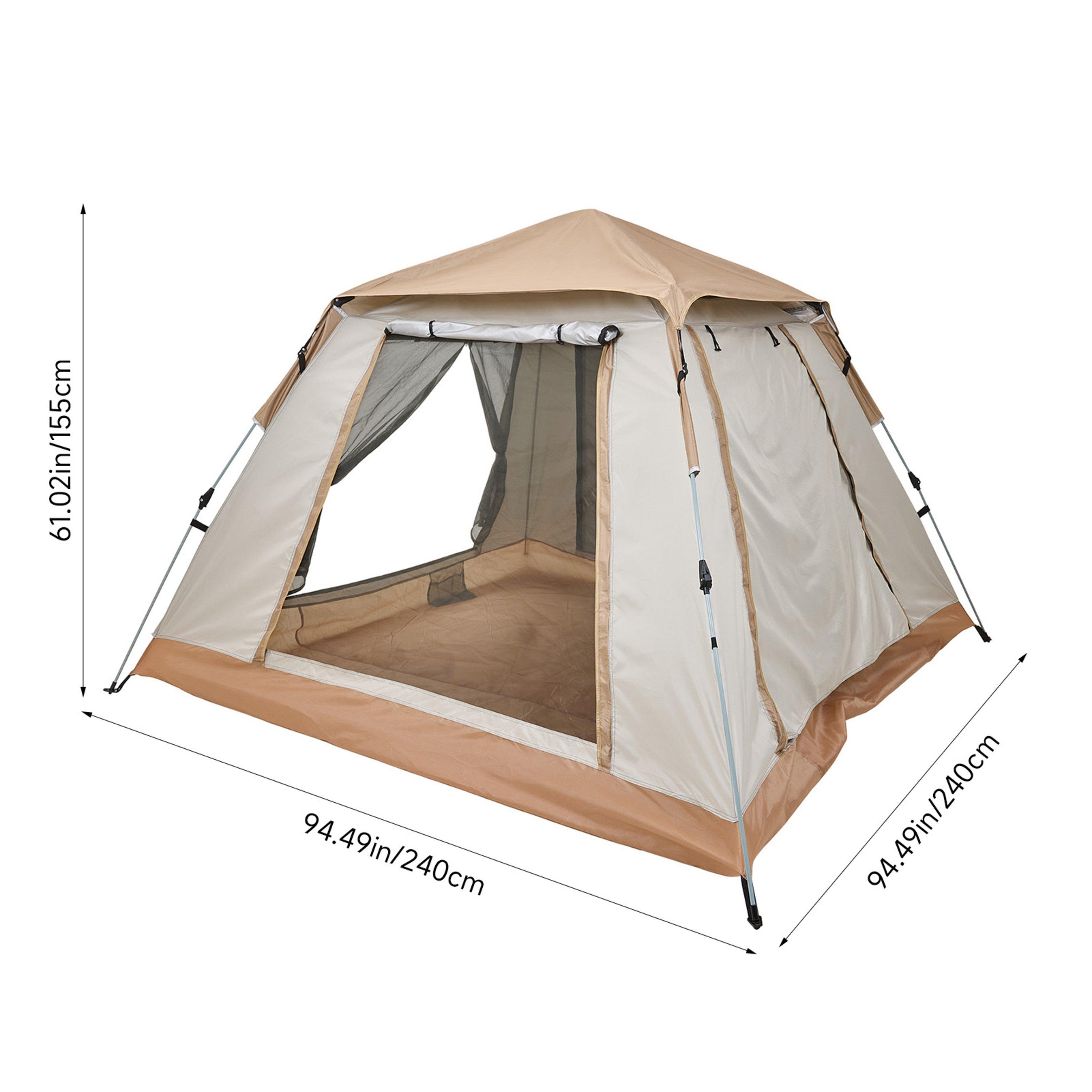 Beige - Breeins - Pop-Up Camping Tent with Convertible Awning Canopy - 2