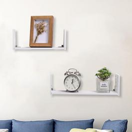Cottonfy UK Modern Set of 2 U-Shaped Wall Floating Shelves, Wh