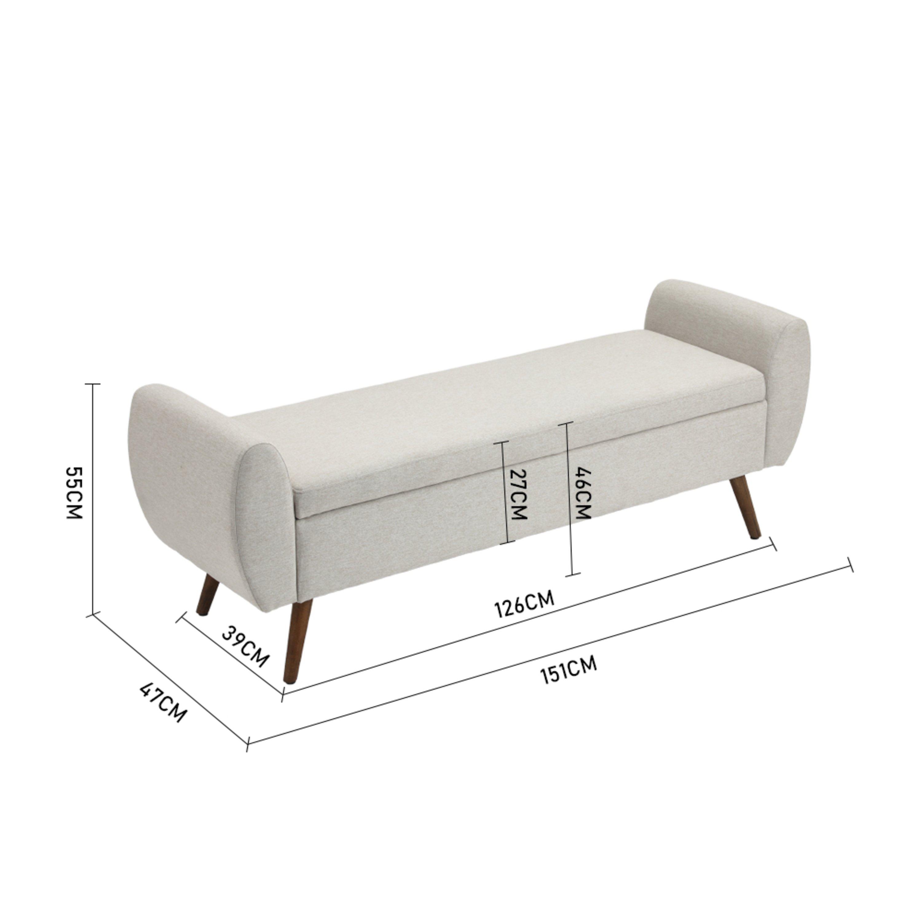 White - Kabinet UK - Linen Upholstered Storage Bench White - 12