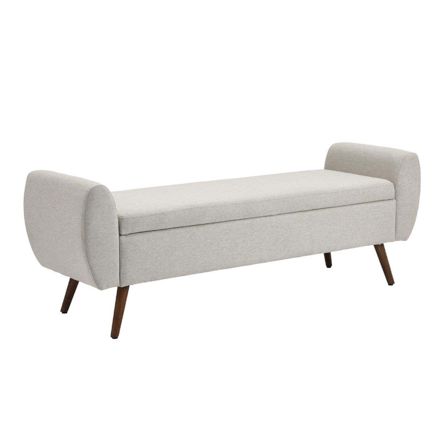 White - Kabinet UK - Linen Upholstered Storage Bench White - 4