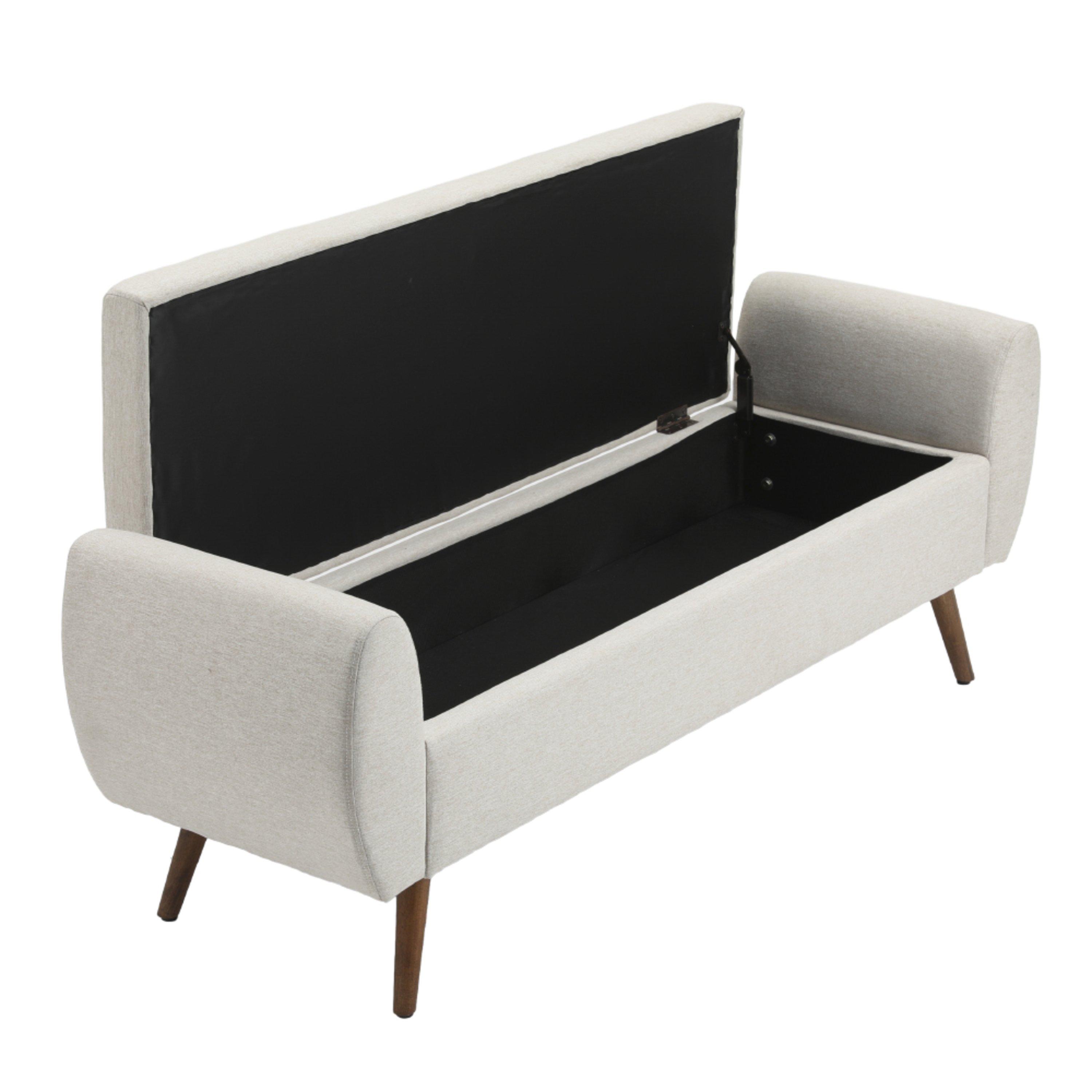 White - Kabinet UK - Linen Upholstered Storage Bench White - 8