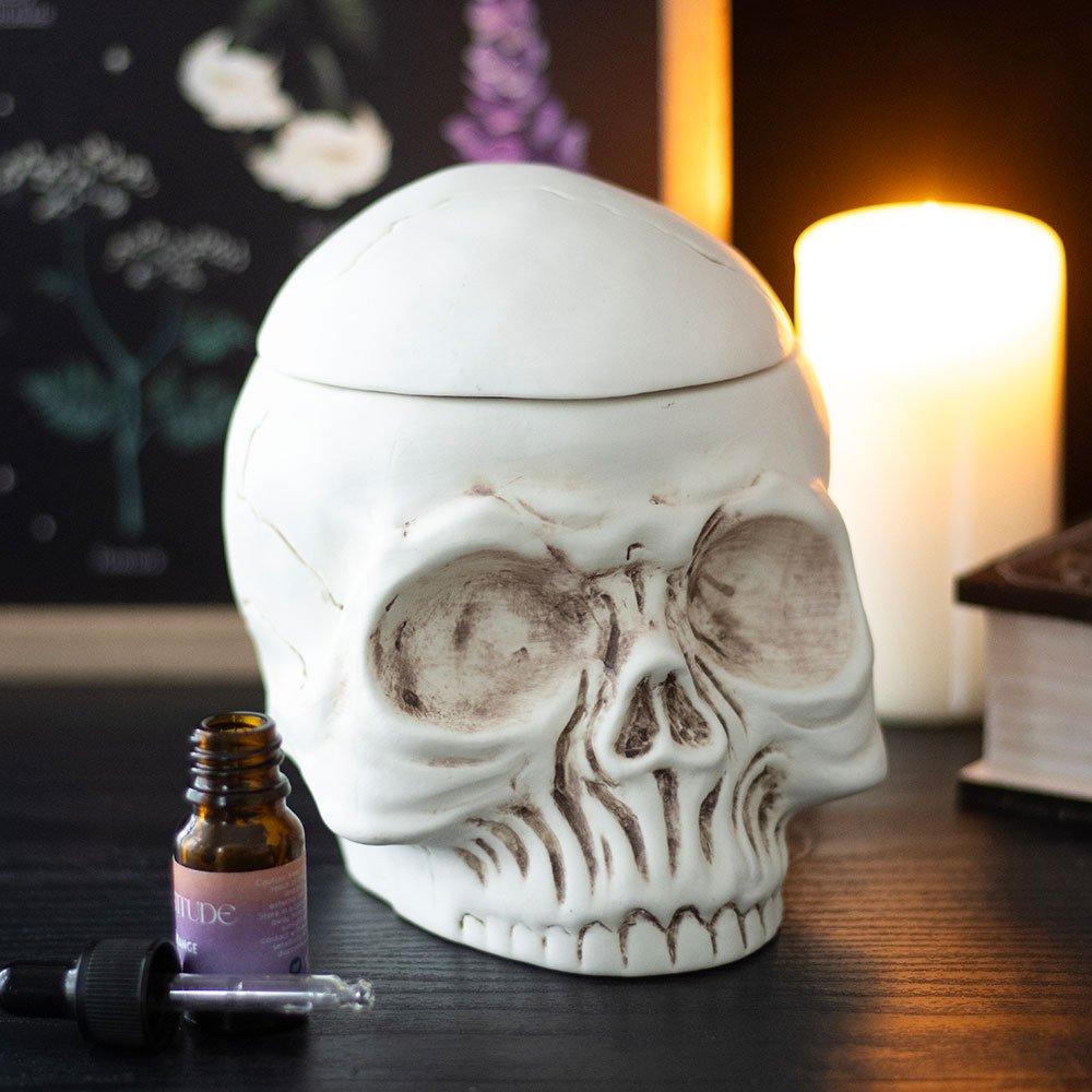 Something Different  Weathered Skull Oil Burner And Wax Warmer - Cream