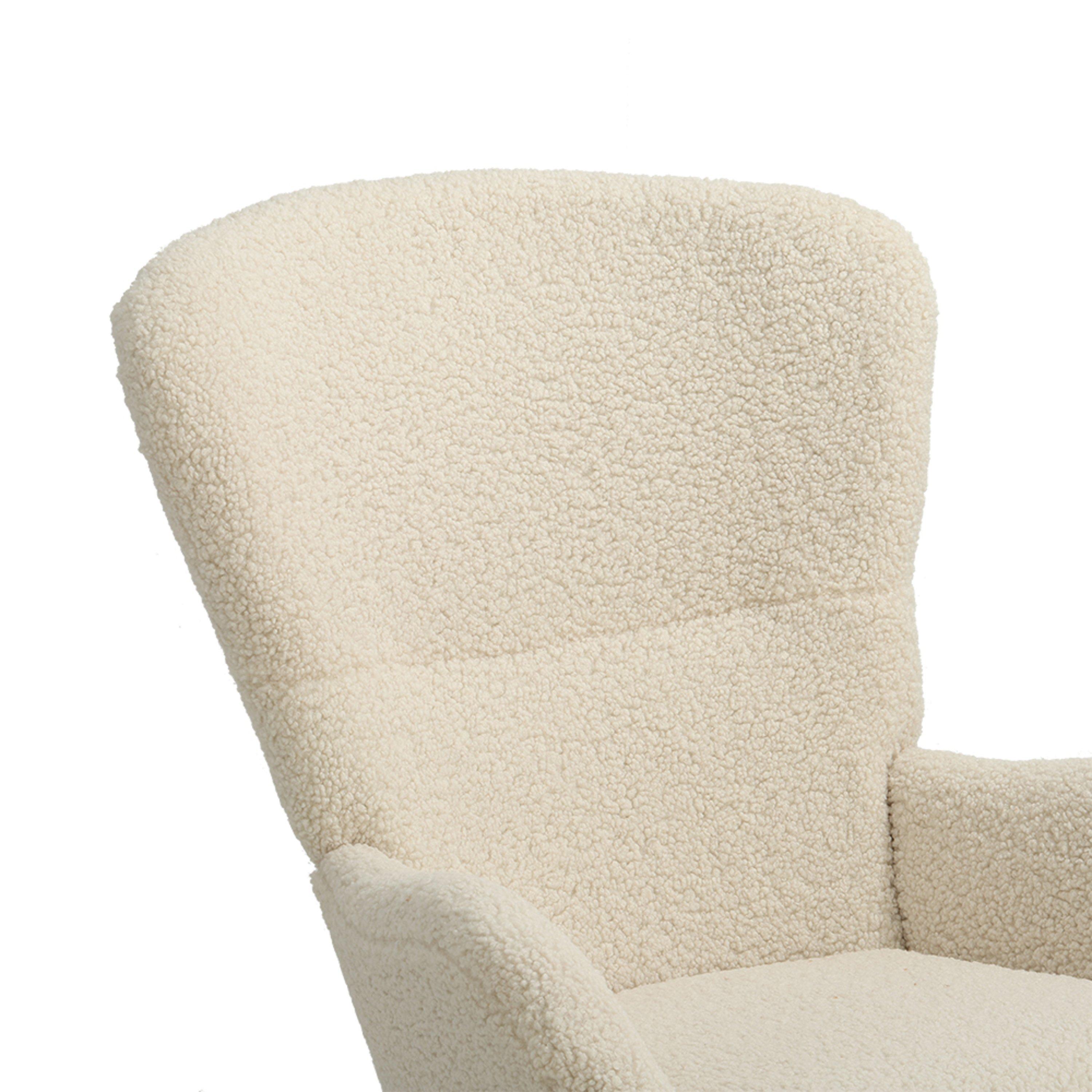 Beige - Kabinet UK - Wool Rocking Chair with Removable Cushion Beige - 7