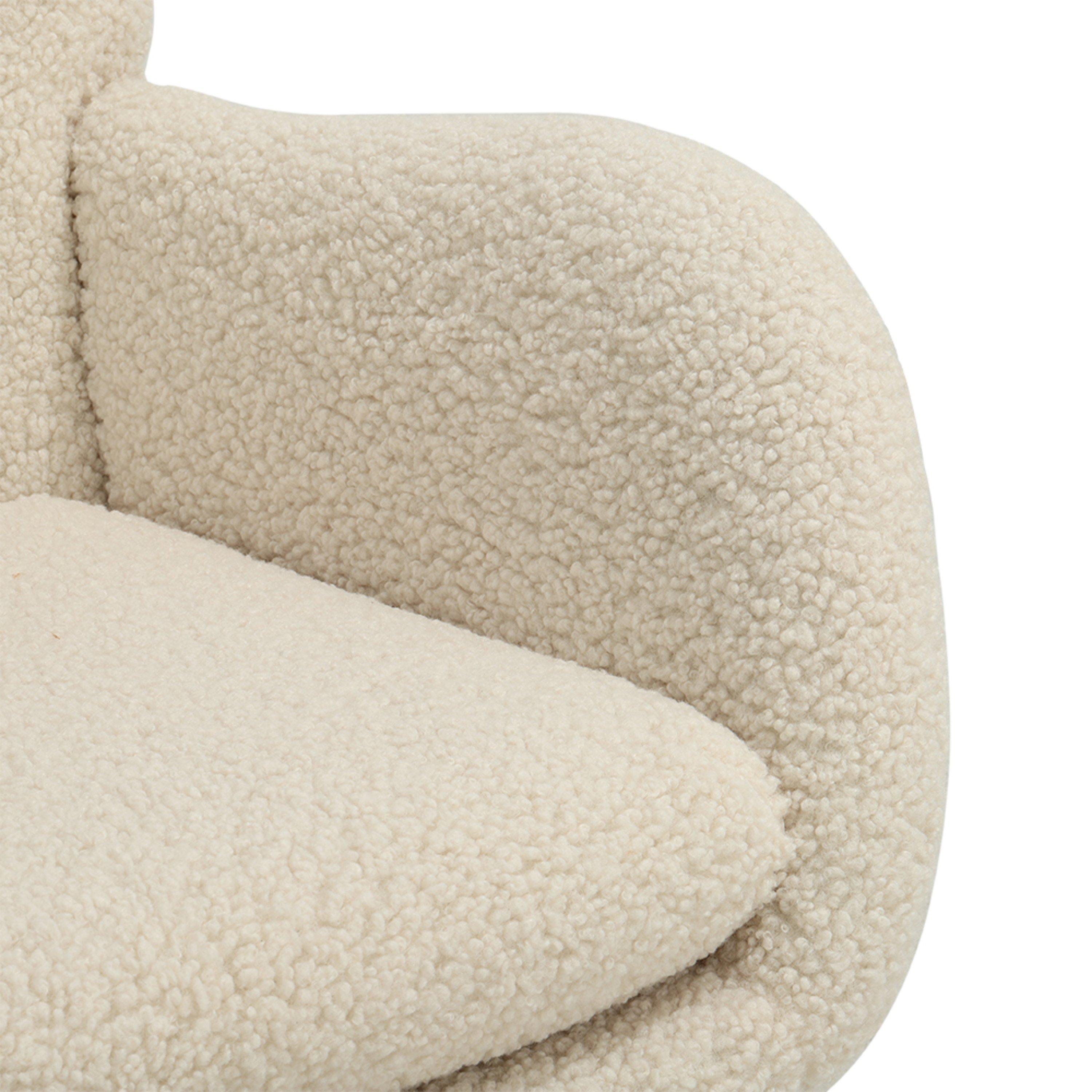 Beige - Kabinet UK - Wool Rocking Chair with Removable Cushion Beige - 8