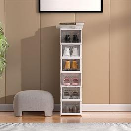 Cottonfy UK 6 Tier Foldable Shoe Storage Box Unit White