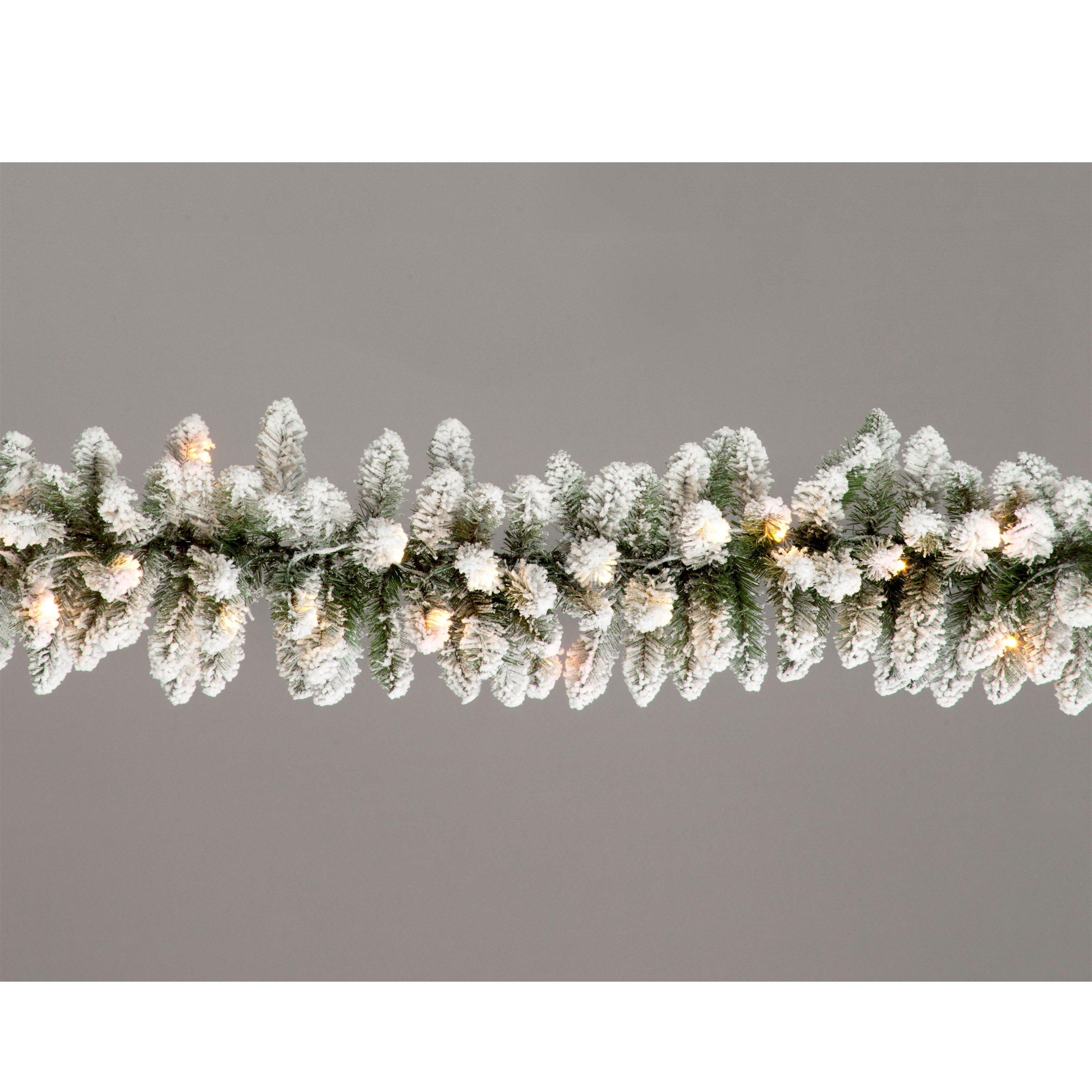 White - Snowtime - 275cm LED Lit Snowshoe Spruce Garland