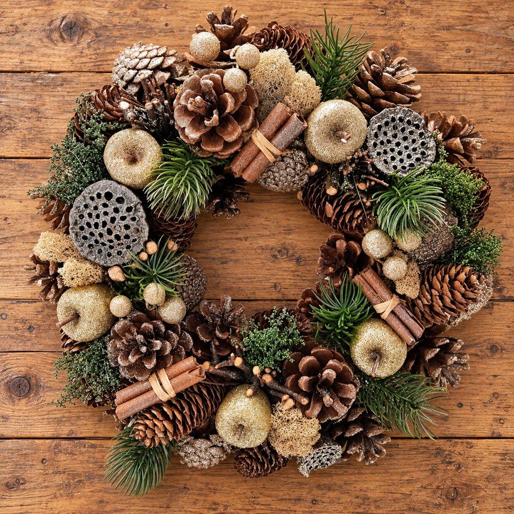 Multi - YouGarden - 30cm Golden Fruits Wreath - 1