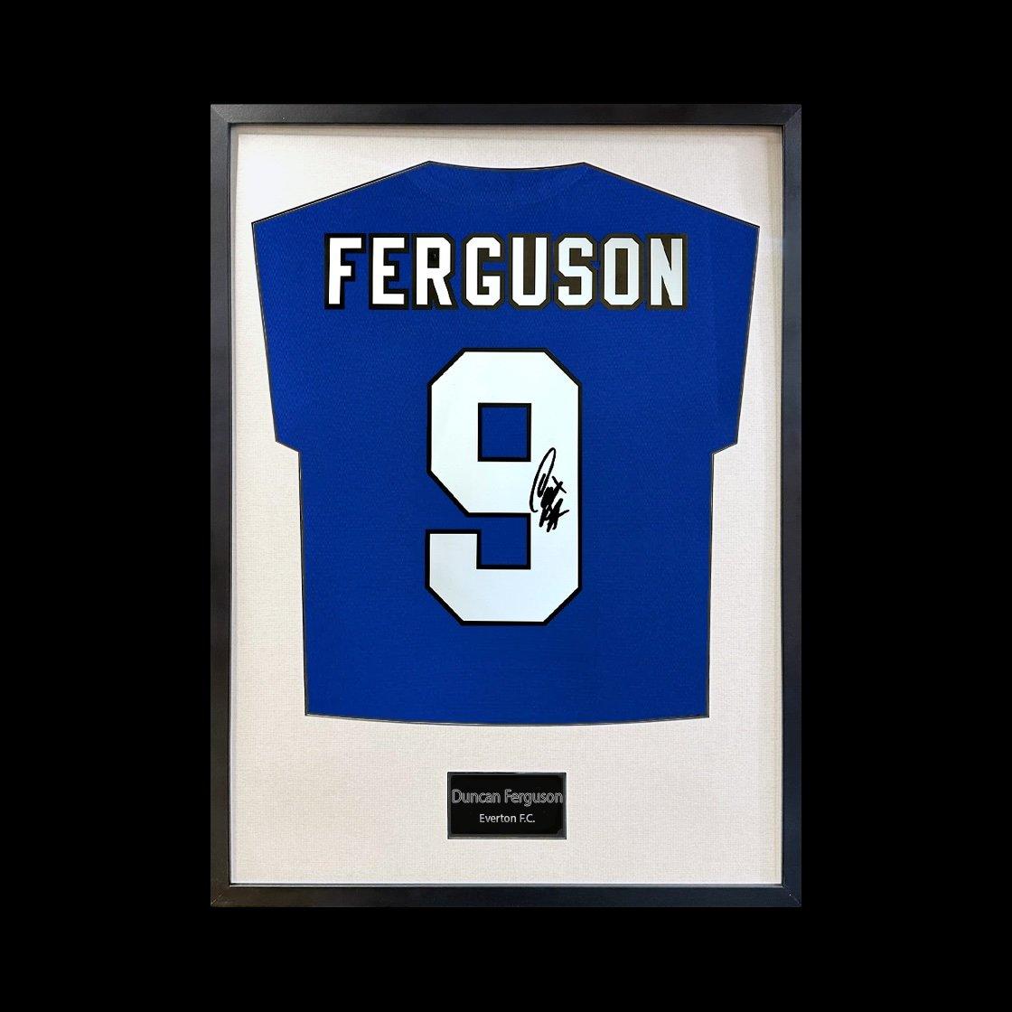 Blue - The Fan Cave - Duncan Ferguson Signed Everton Shirt Standard Fram