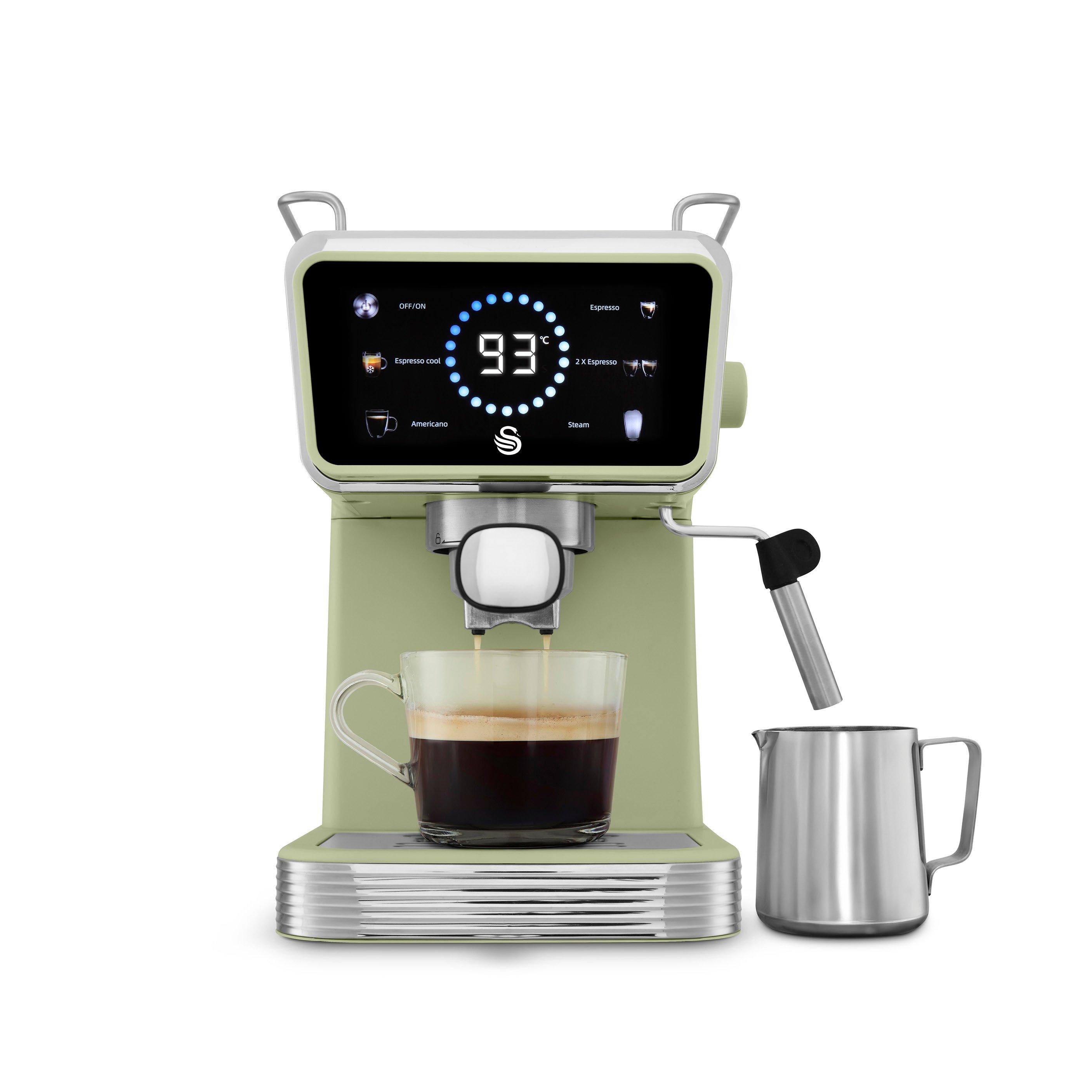 Green - Swan - Retro Pump Espresso Digital Coffee Machine Green - 1