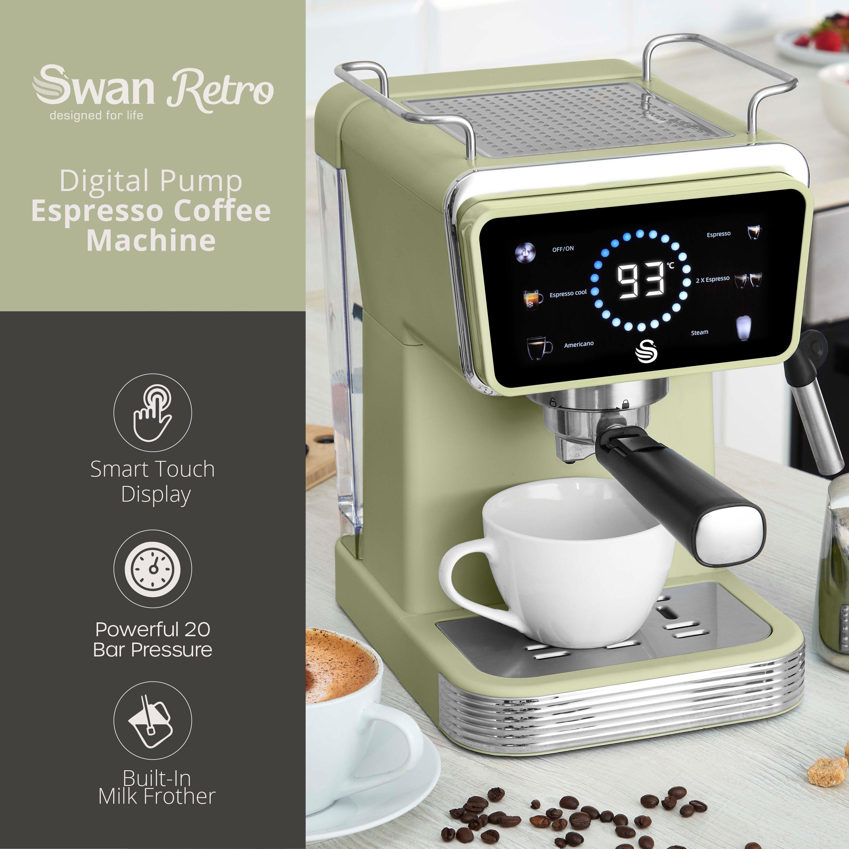 Green - Swan - Retro Pump Espresso Digital Coffee Machine Green - 2