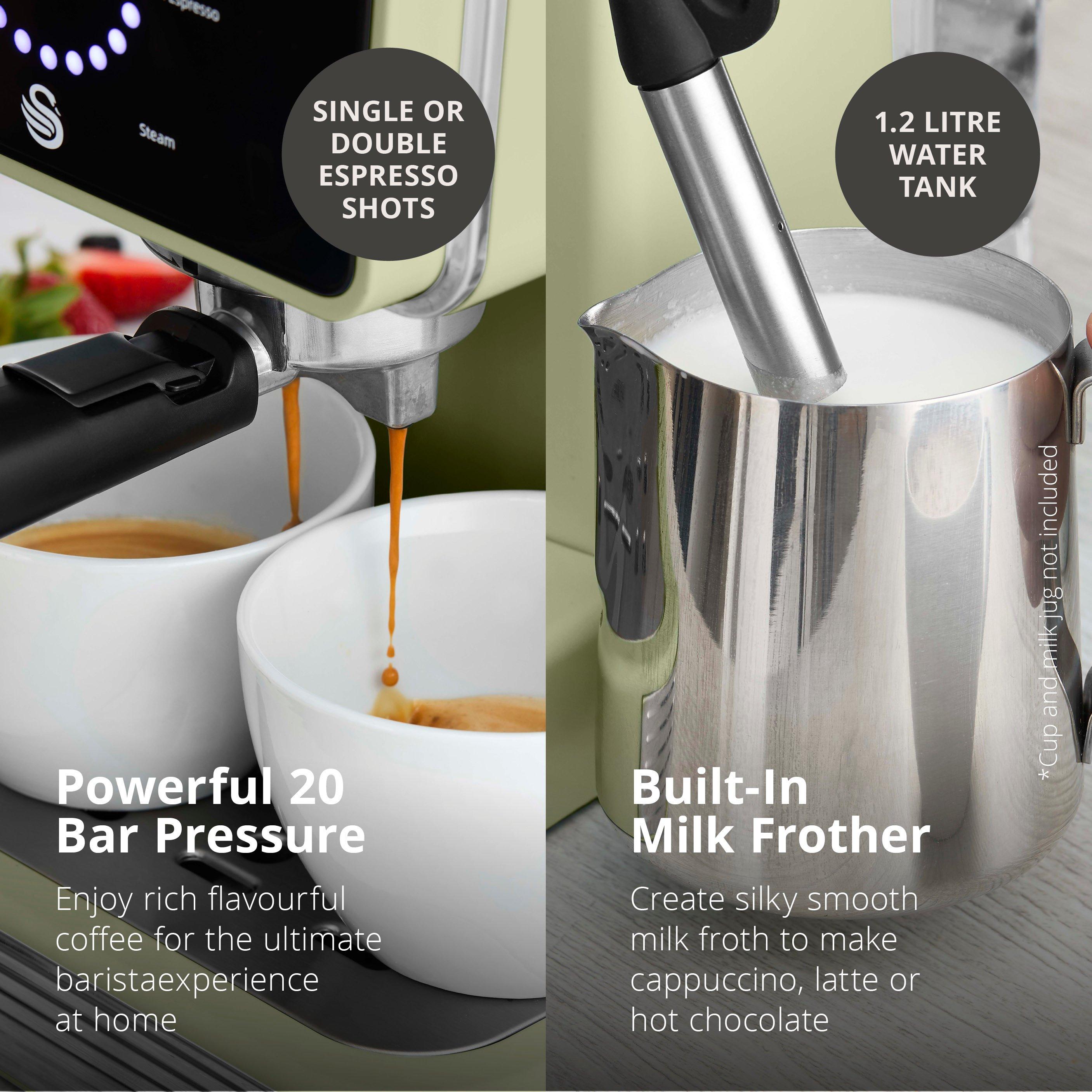 Green - Swan - Retro Pump Espresso Digital Coffee Machine Green - 4